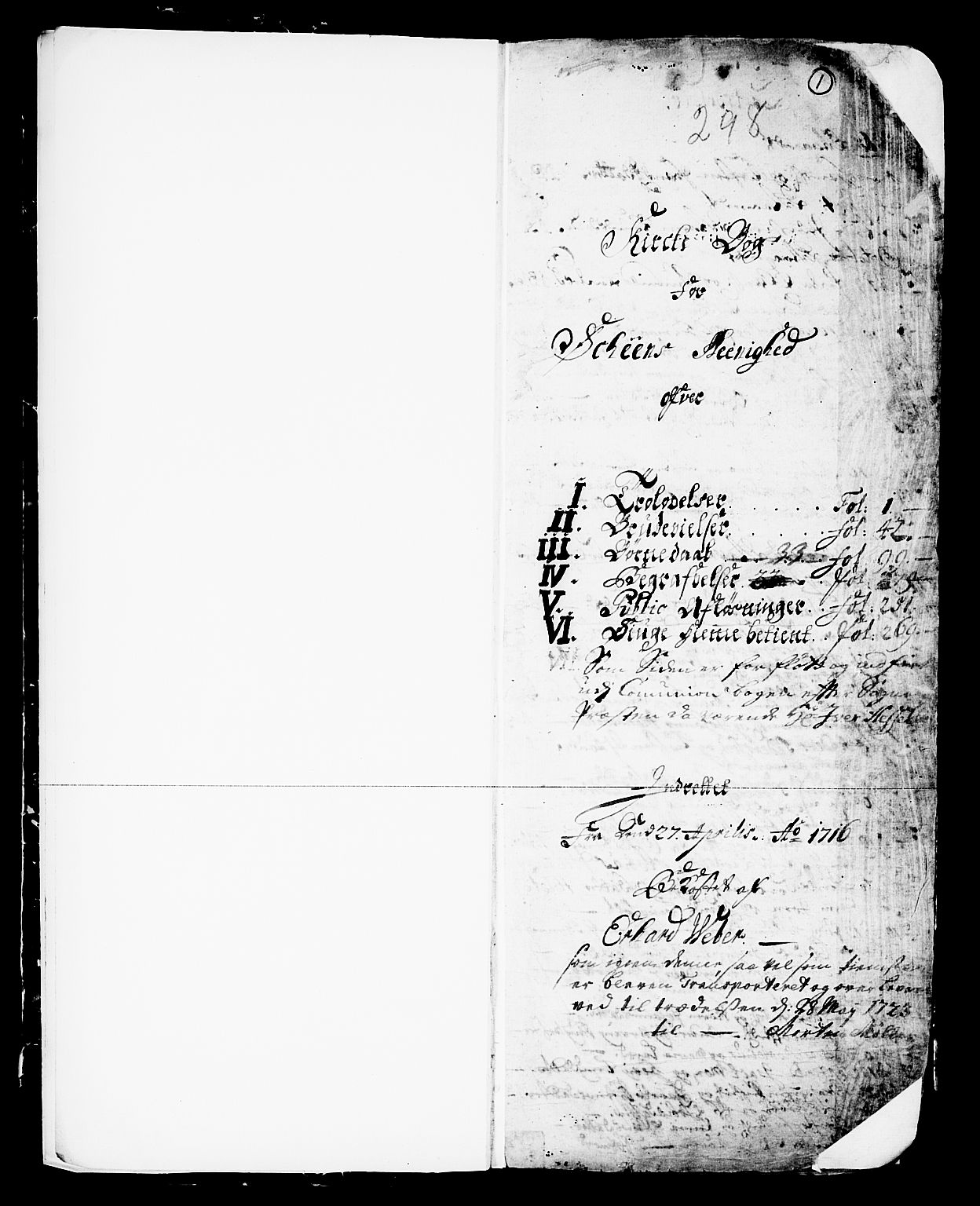 Skien kirkebøker, SAKO/A-302/F/Fa/L0002: Parish register (official) no. 2, 1716-1757, p. 1
