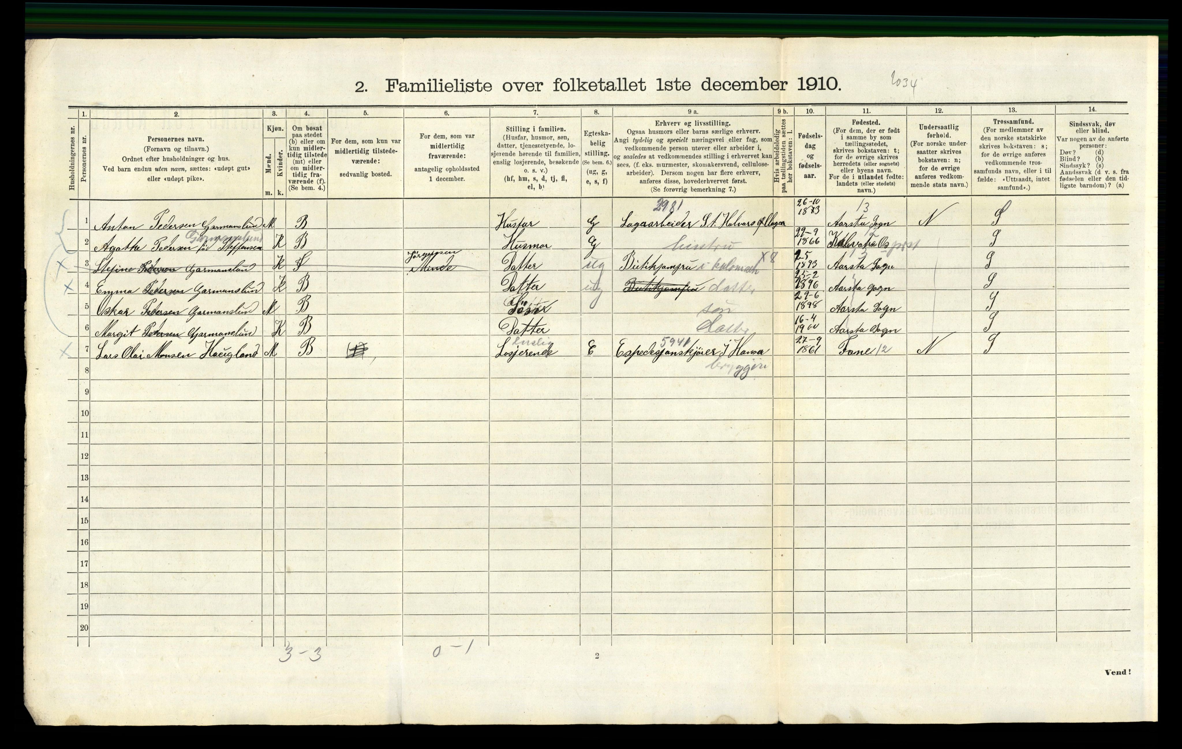 RA, 1910 census for Bergen, 1910, p. 25958