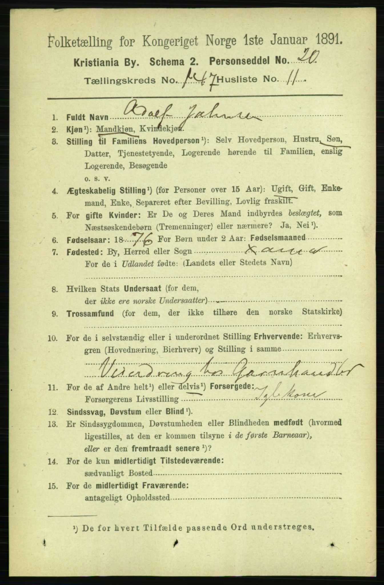 RA, 1891 census for 0301 Kristiania, 1891, p. 81947