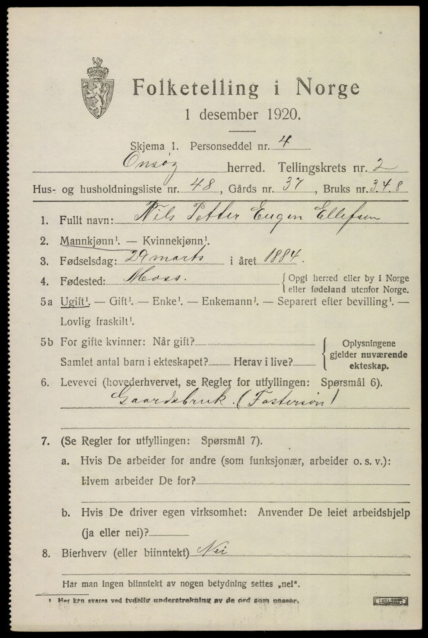 SAO, 1920 census for Onsøy, 1920, p. 4071