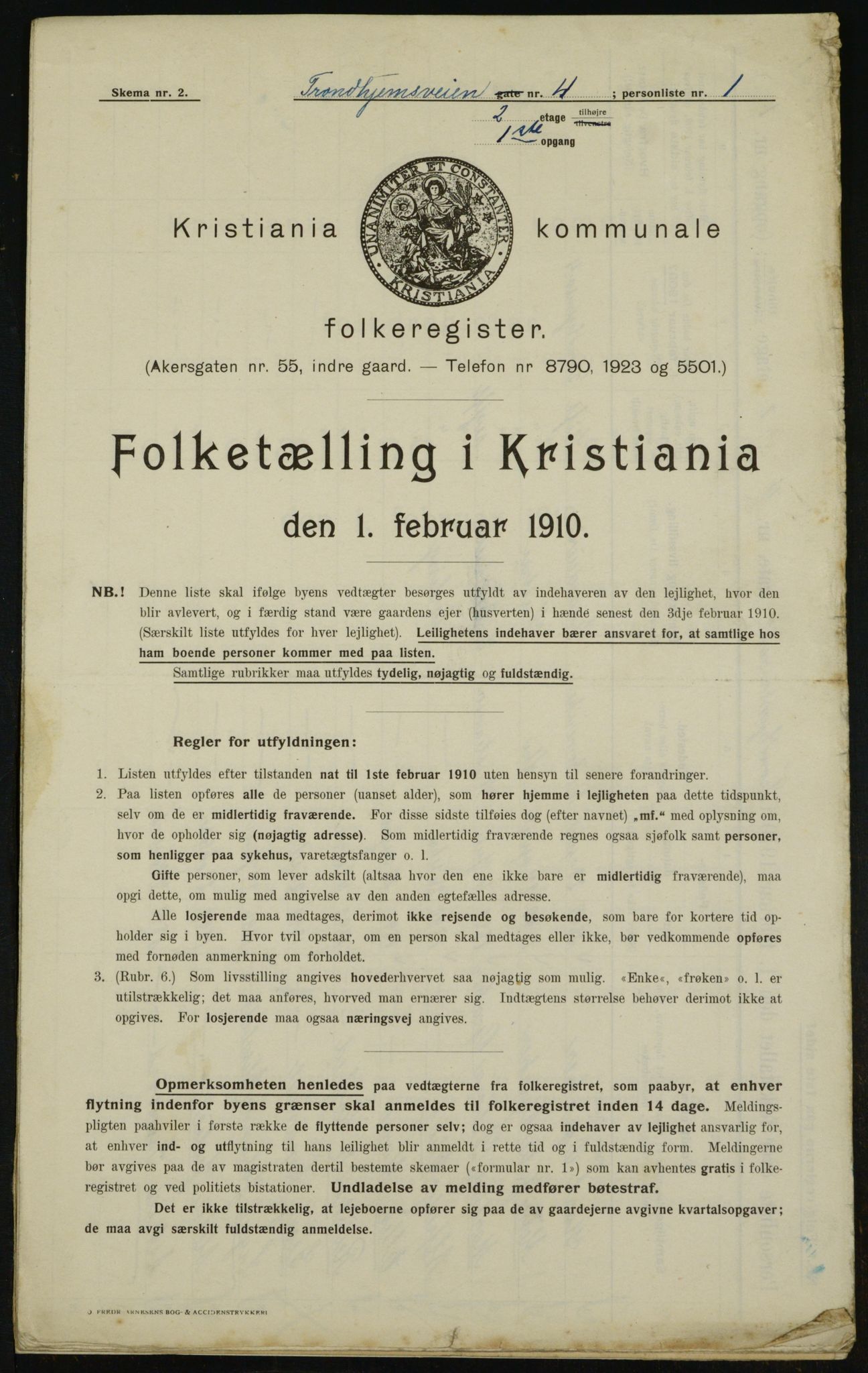 OBA, Municipal Census 1910 for Kristiania, 1910, p. 110096