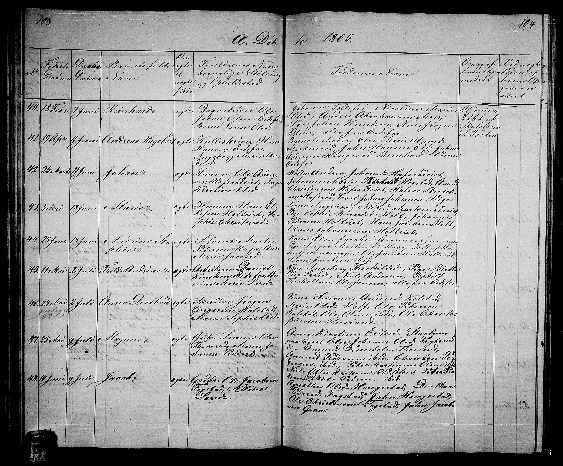 Hof kirkebøker, AV/SAKO-A-64/G/Ga/L0002: Parish register (copy) no. I 2, 1859-1873, p. 103-104