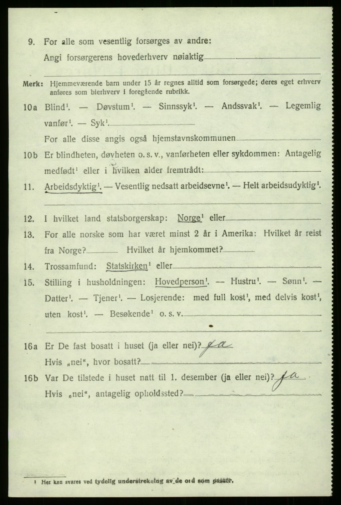 SAB, 1920 census for Gulen, 1920, p. 3460