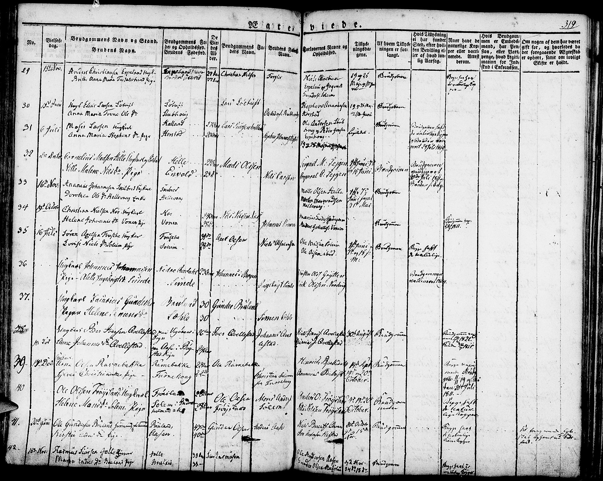 Førde sokneprestembete, AV/SAB-A-79901/H/Haa/Haaa/L0006: Parish register (official) no. A 6, 1821-1842, p. 319