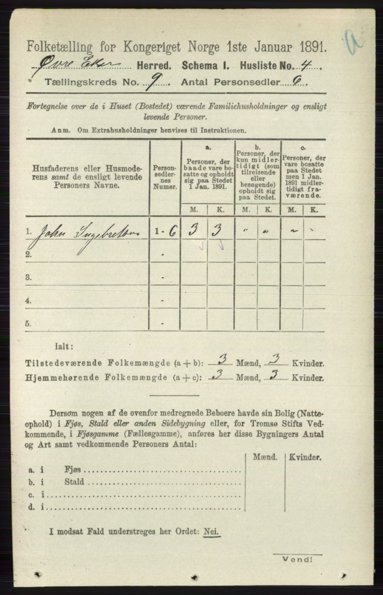 RA, 1891 census for 0624 Øvre Eiker, 1891, p. 3581