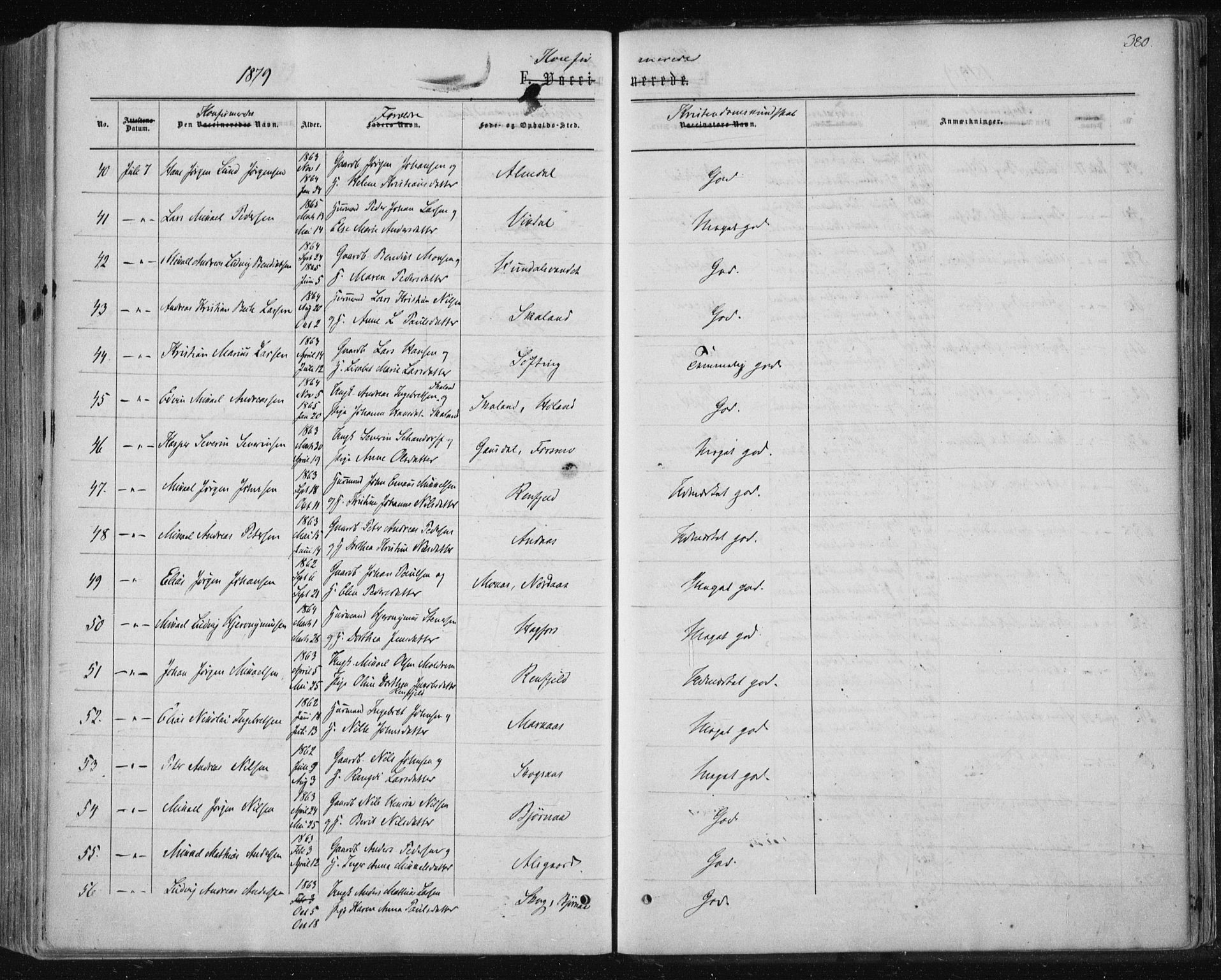 Ministerialprotokoller, klokkerbøker og fødselsregistre - Nordland, AV/SAT-A-1459/820/L0294: Parish register (official) no. 820A15, 1866-1879, p. 380