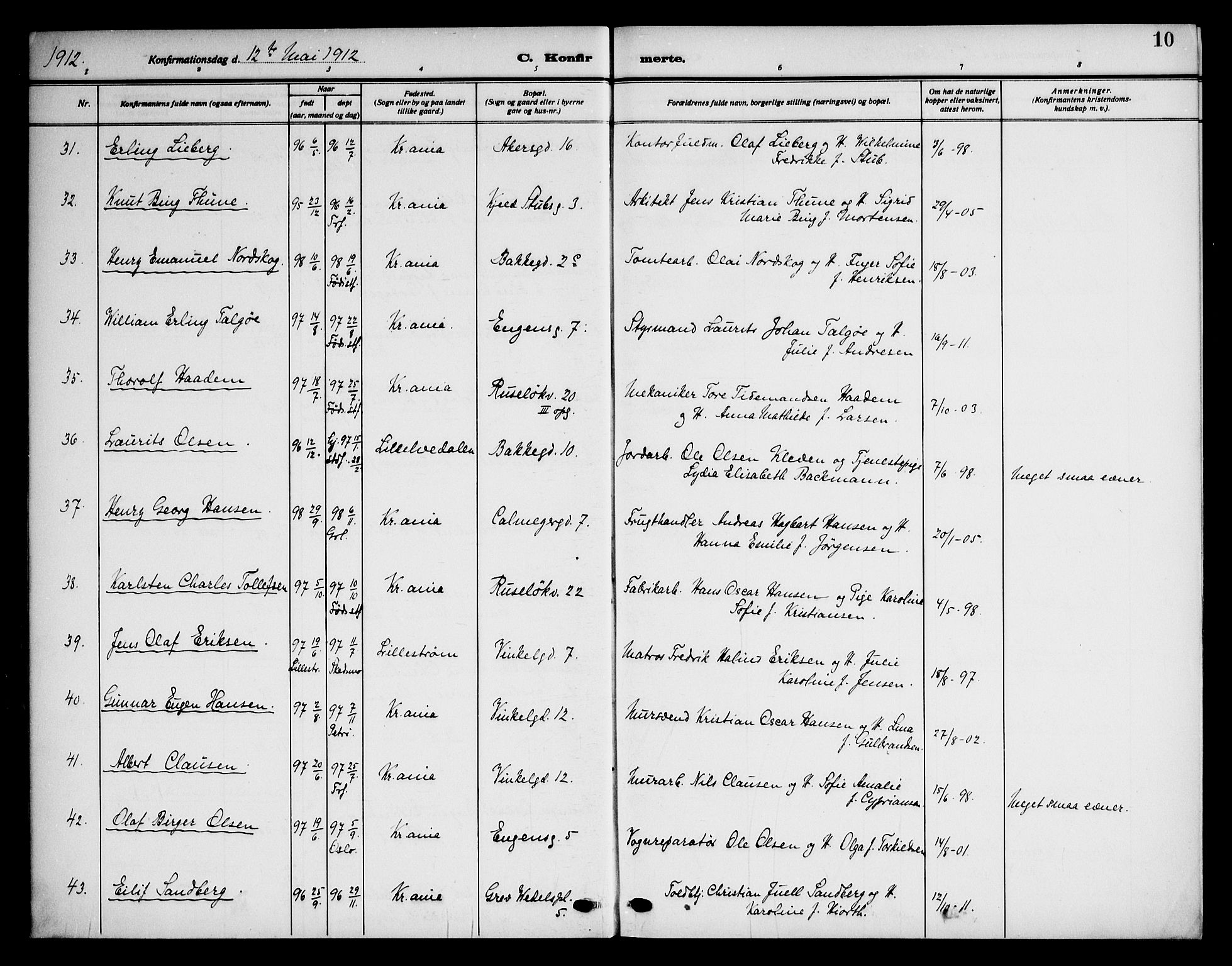 Piperviken prestekontor Kirkebøker, AV/SAO-A-10874/F/L0001: Parish register (official) no. 1, 1911-1958, p. 10