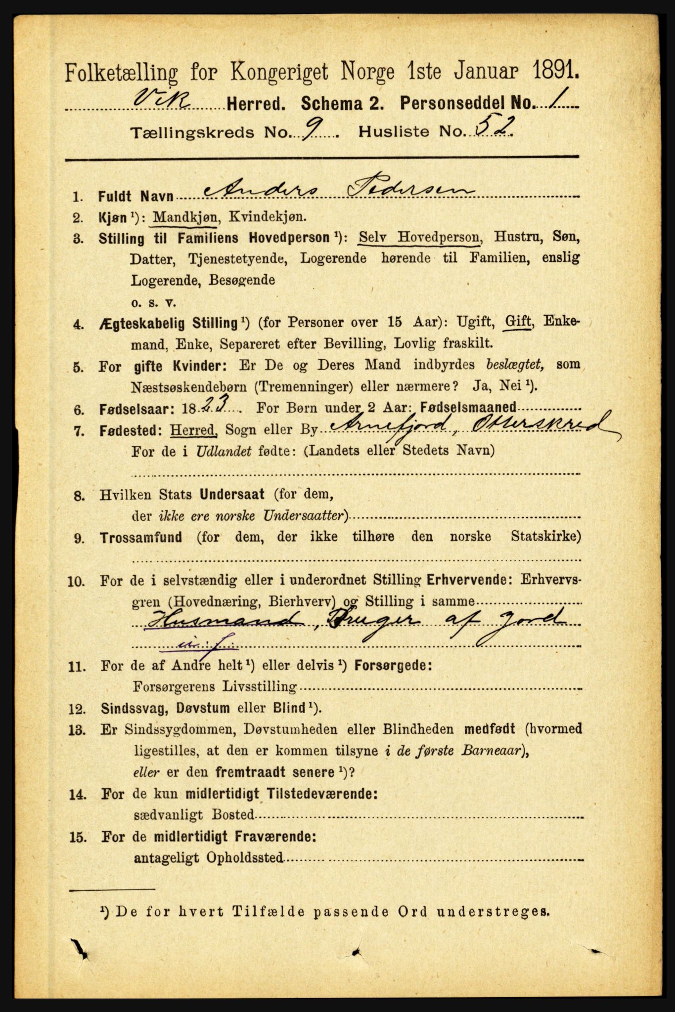 RA, 1891 census for 1417 Vik, 1891, p. 4298