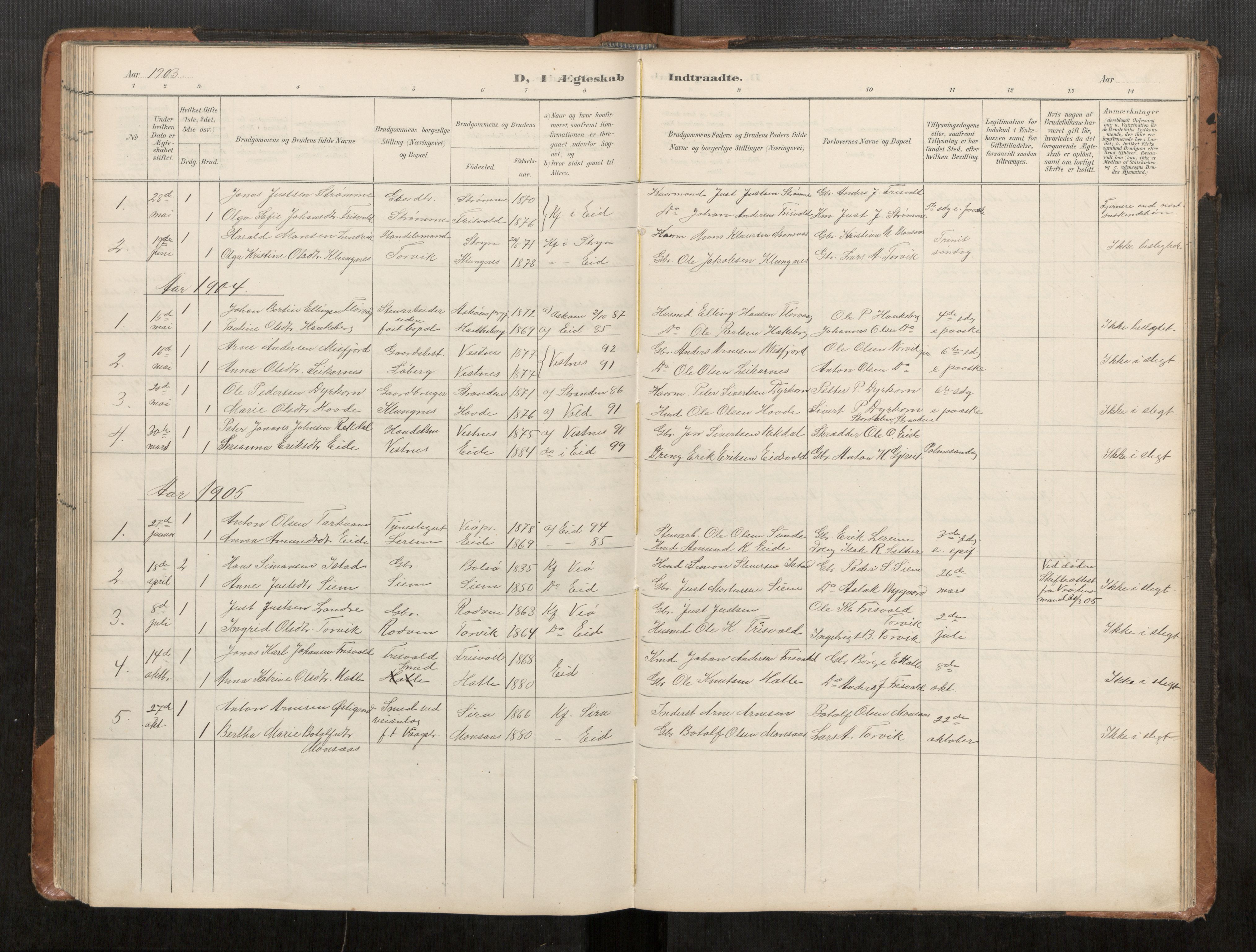 Ministerialprotokoller, klokkerbøker og fødselsregistre - Møre og Romsdal, AV/SAT-A-1454/542/L0561: Parish register (copy) no. 542C03, 1893-1931