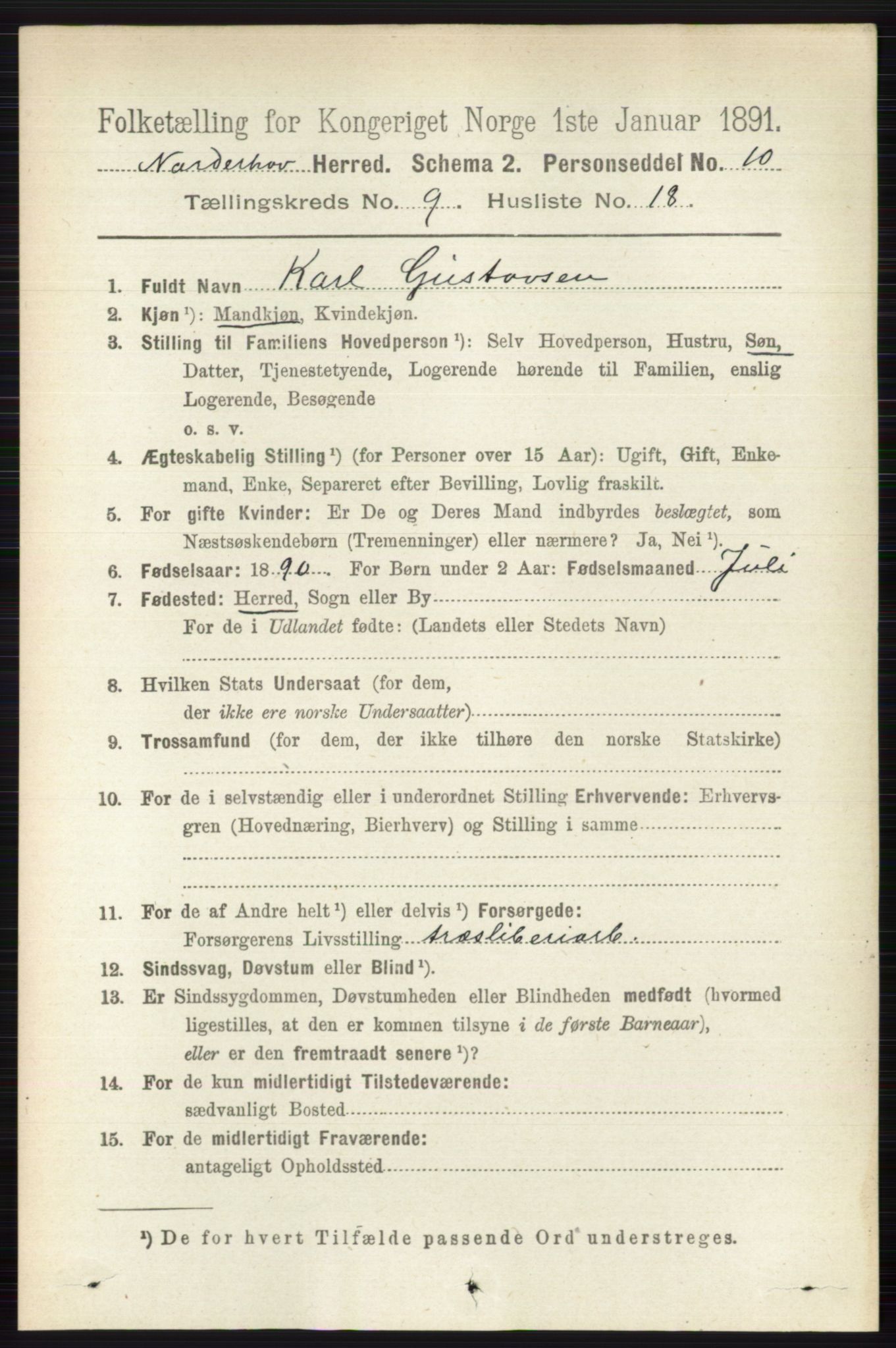 RA, 1891 census for 0613 Norderhov, 1891, p. 6724