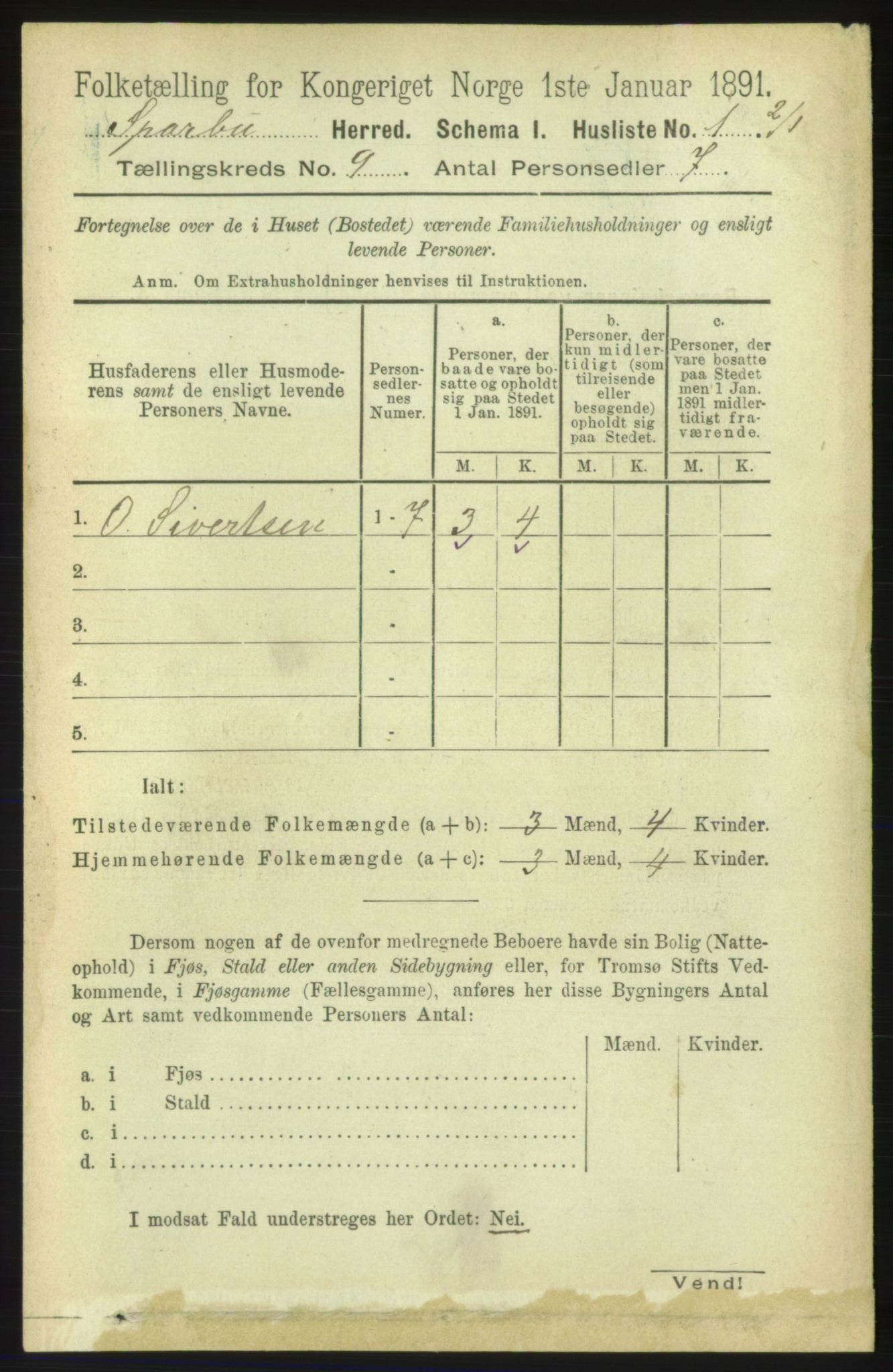 RA, 1891 census for 1731 Sparbu, 1891, p. 3013