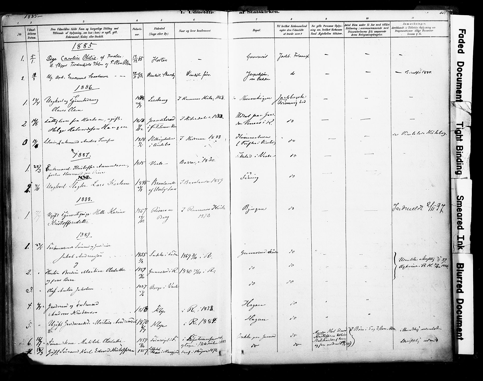 Ramnes kirkebøker, AV/SAKO-A-314/F/Fa/L0007: Parish register (official) no. I 7, 1878-1895, p. 664-665