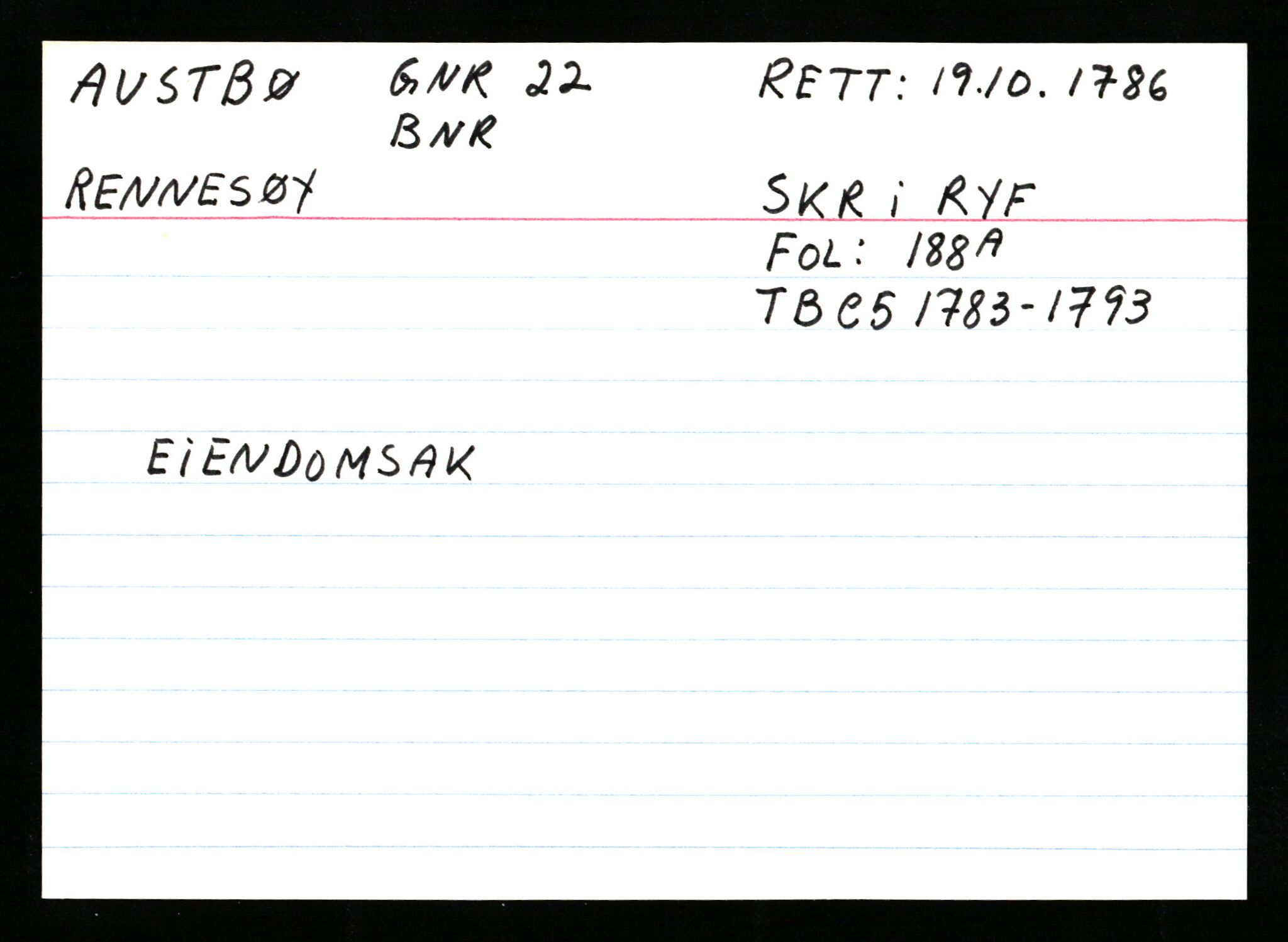 Statsarkivet i Stavanger, AV/SAST-A-101971/03/Y/Ym/L0003: Åstedskort sortert etter gårdsnavn: Austbø - Bandeberg, 1600-1950, p. 101