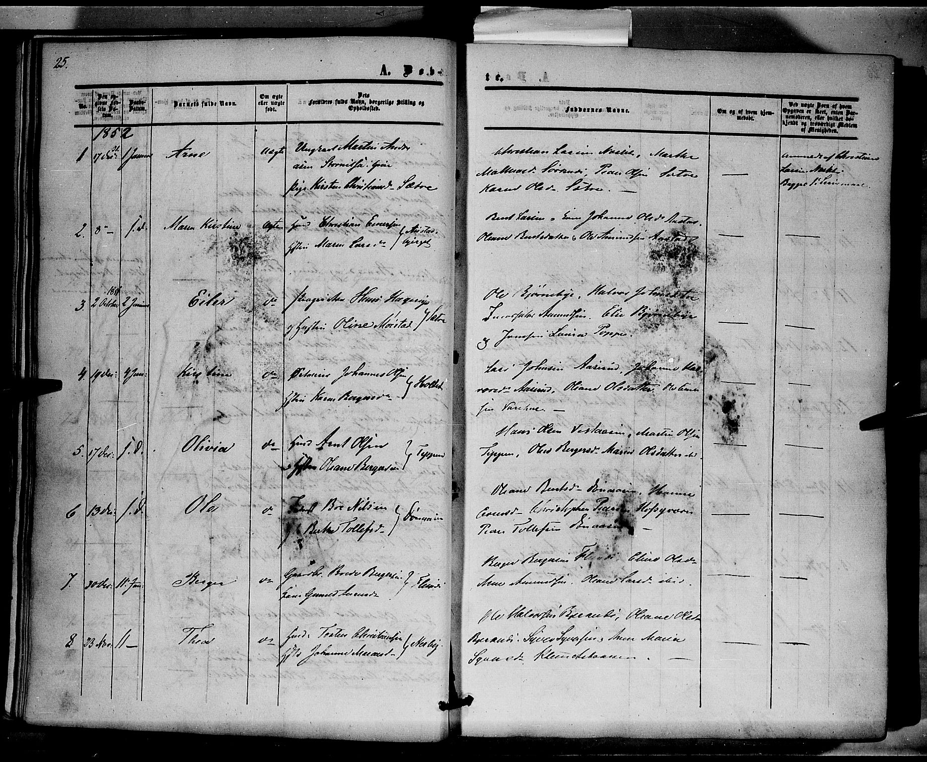 Hof prestekontor, AV/SAH-PREST-038/H/Ha/Haa/L0008: Parish register (official) no. 8, 1849-1861, p. 25