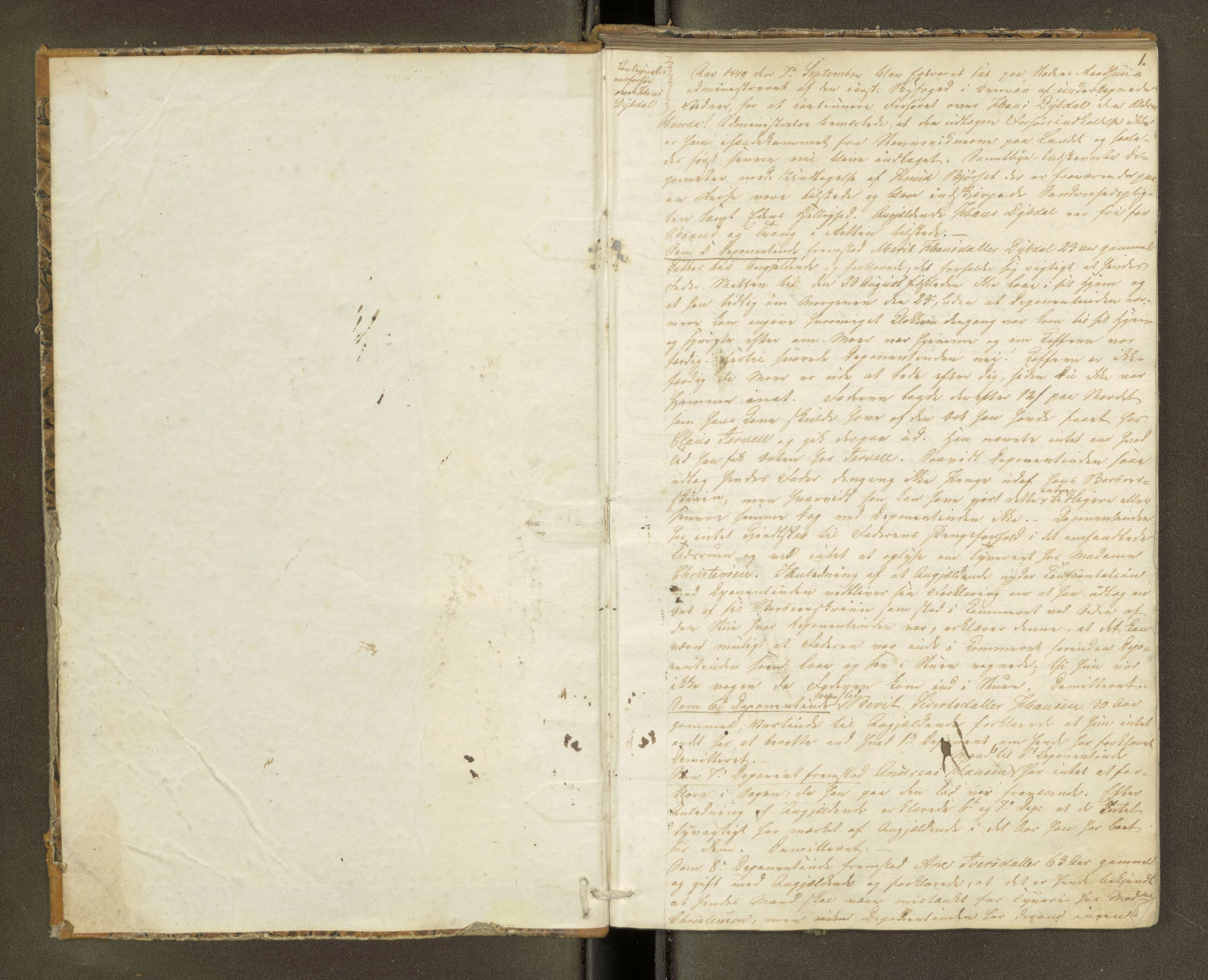 Molde byfogd, AV/SAT-A-0025/1/1A/L0006: Justisprotokoll, 1849-1850, p. 1a