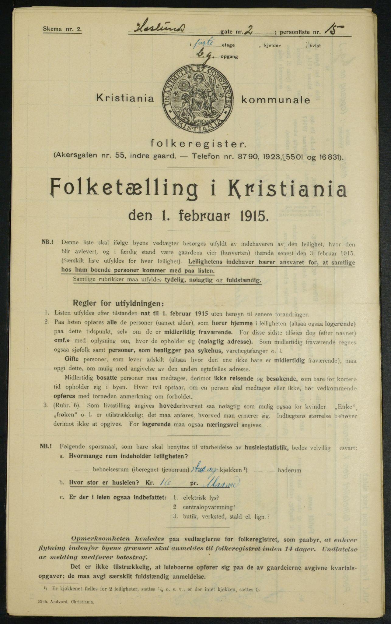 OBA, Municipal Census 1915 for Kristiania, 1915, p. 26269