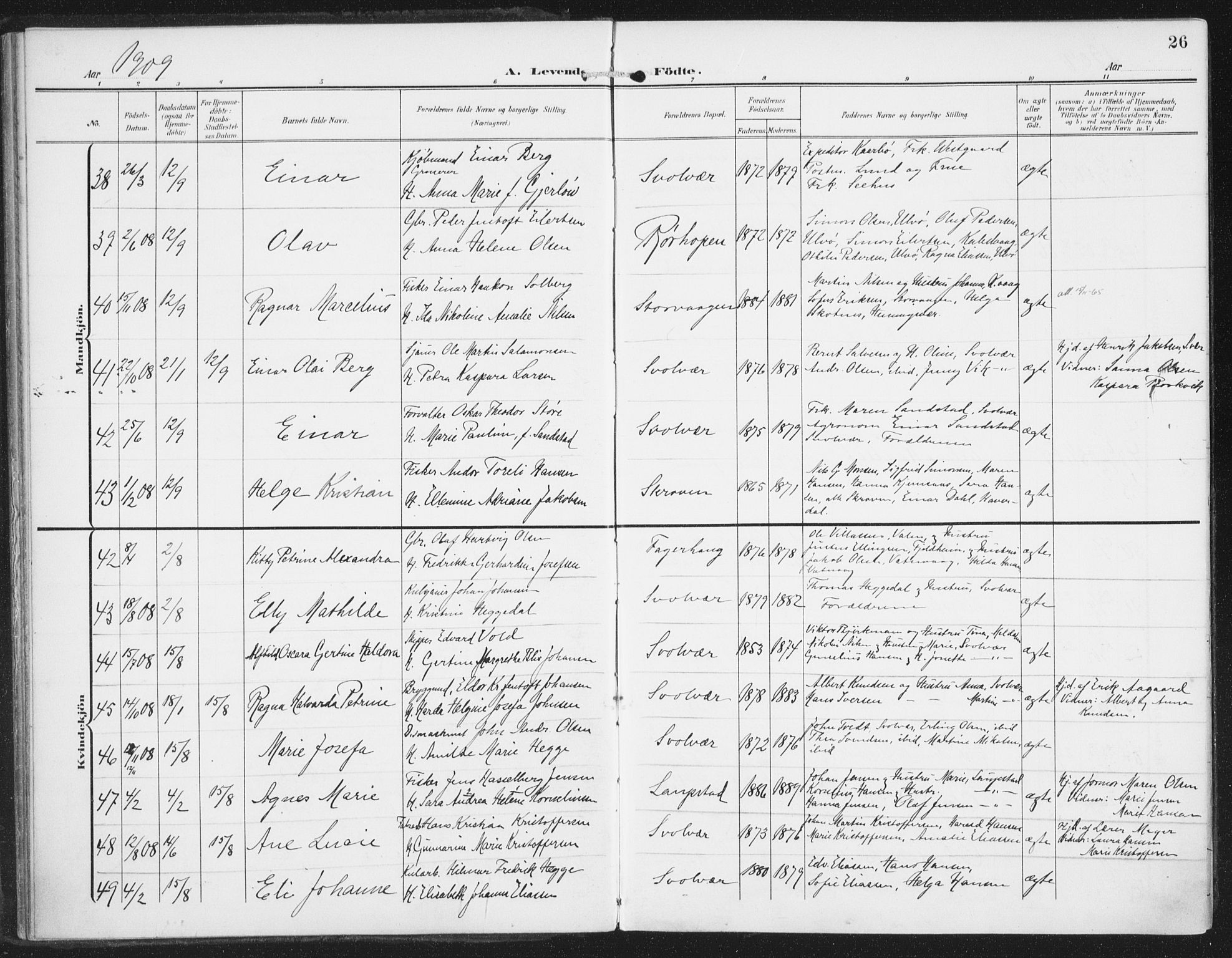 Ministerialprotokoller, klokkerbøker og fødselsregistre - Nordland, AV/SAT-A-1459/874/L1063: Parish register (official) no. 874A07, 1907-1915, p. 26