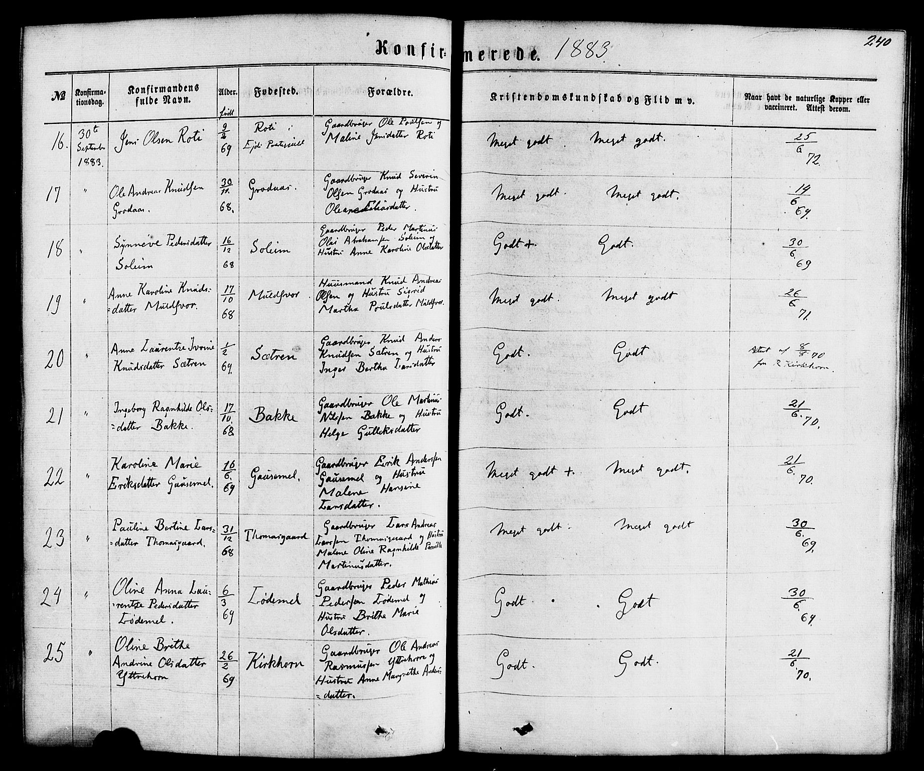 Hornindal sokneprestembete, AV/SAB-A-82401/H/Haa/Haaa/L0002: Parish register (official) no. A 2, 1867-1884, p. 240