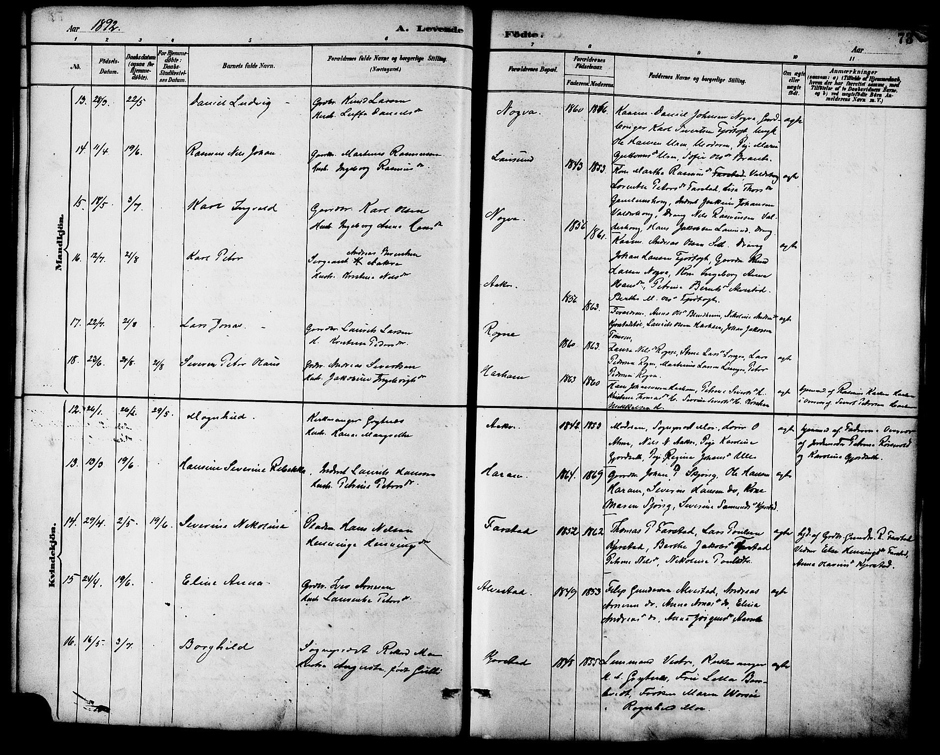 Ministerialprotokoller, klokkerbøker og fødselsregistre - Møre og Romsdal, AV/SAT-A-1454/536/L0501: Parish register (official) no. 536A10, 1884-1896, p. 73