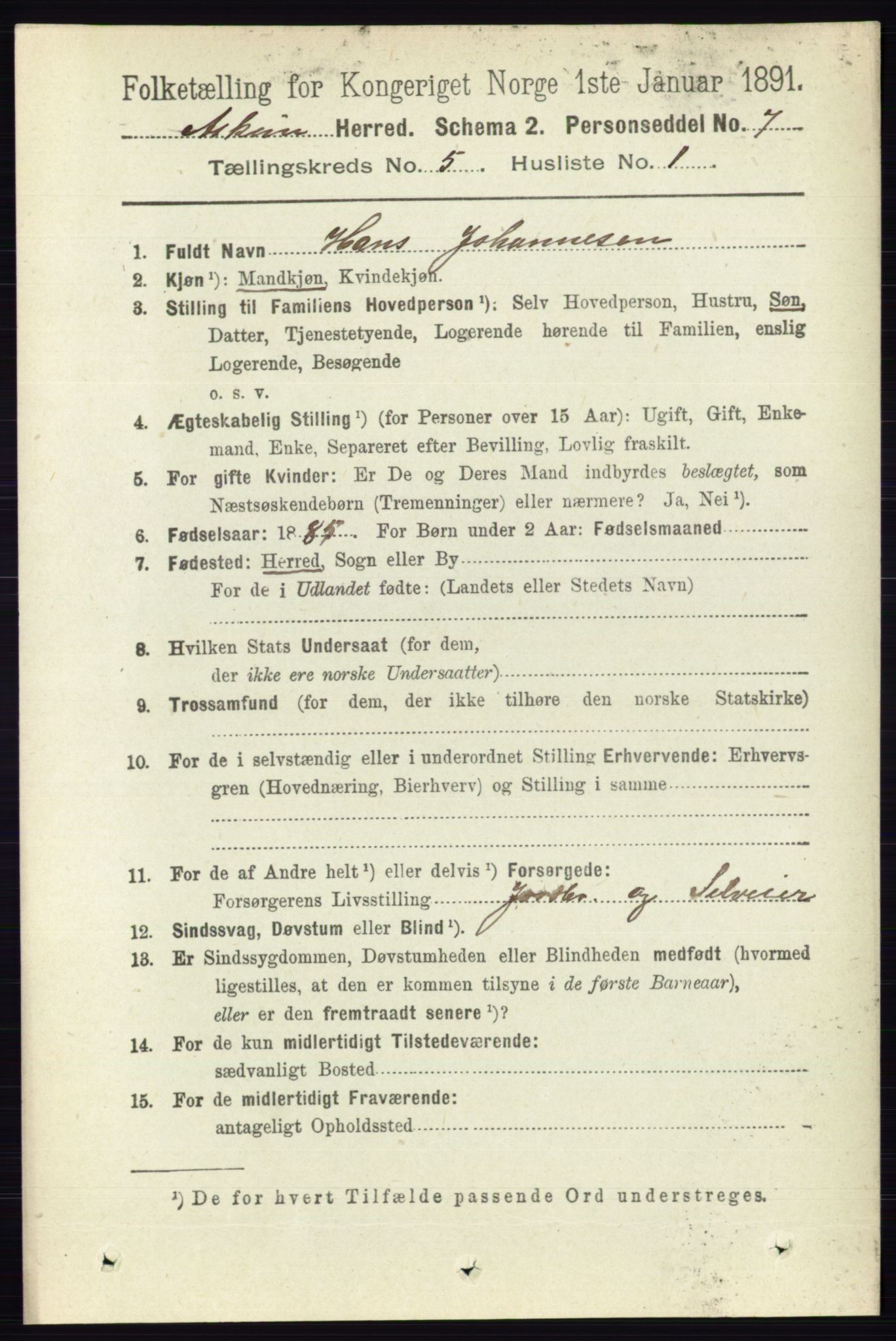 RA, 1891 census for 0124 Askim, 1891, p. 609