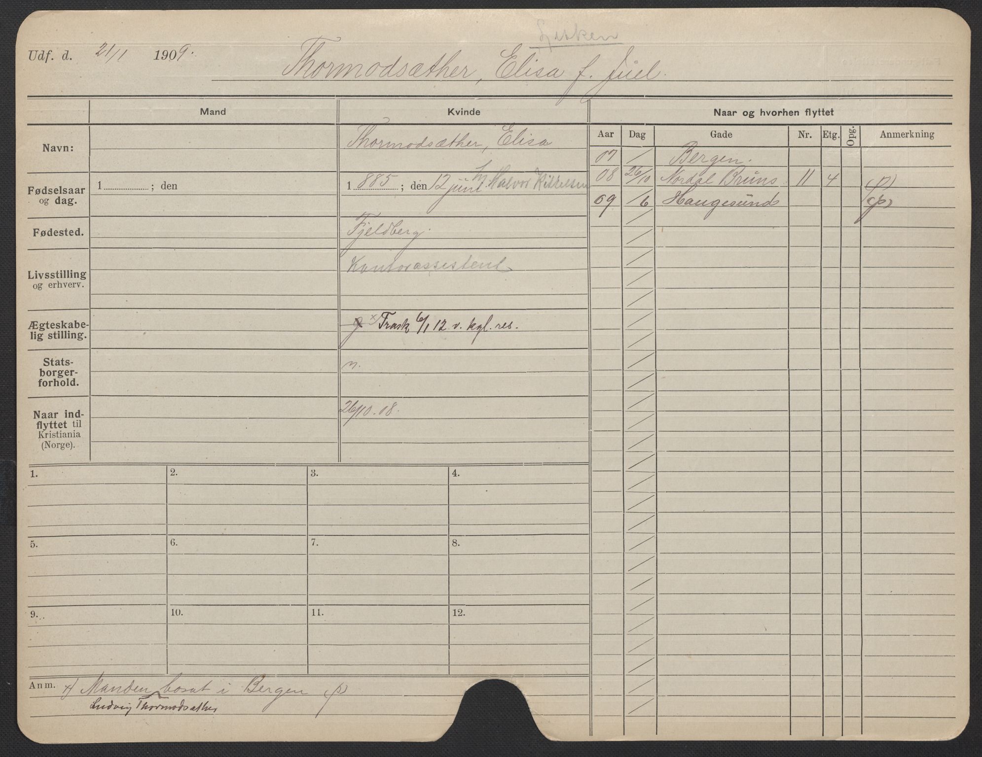 Oslo folkeregister, Registerkort, SAO/A-11715/F/Fa/Fac/L0025: Kvinner, 1906-1914, p. 126a