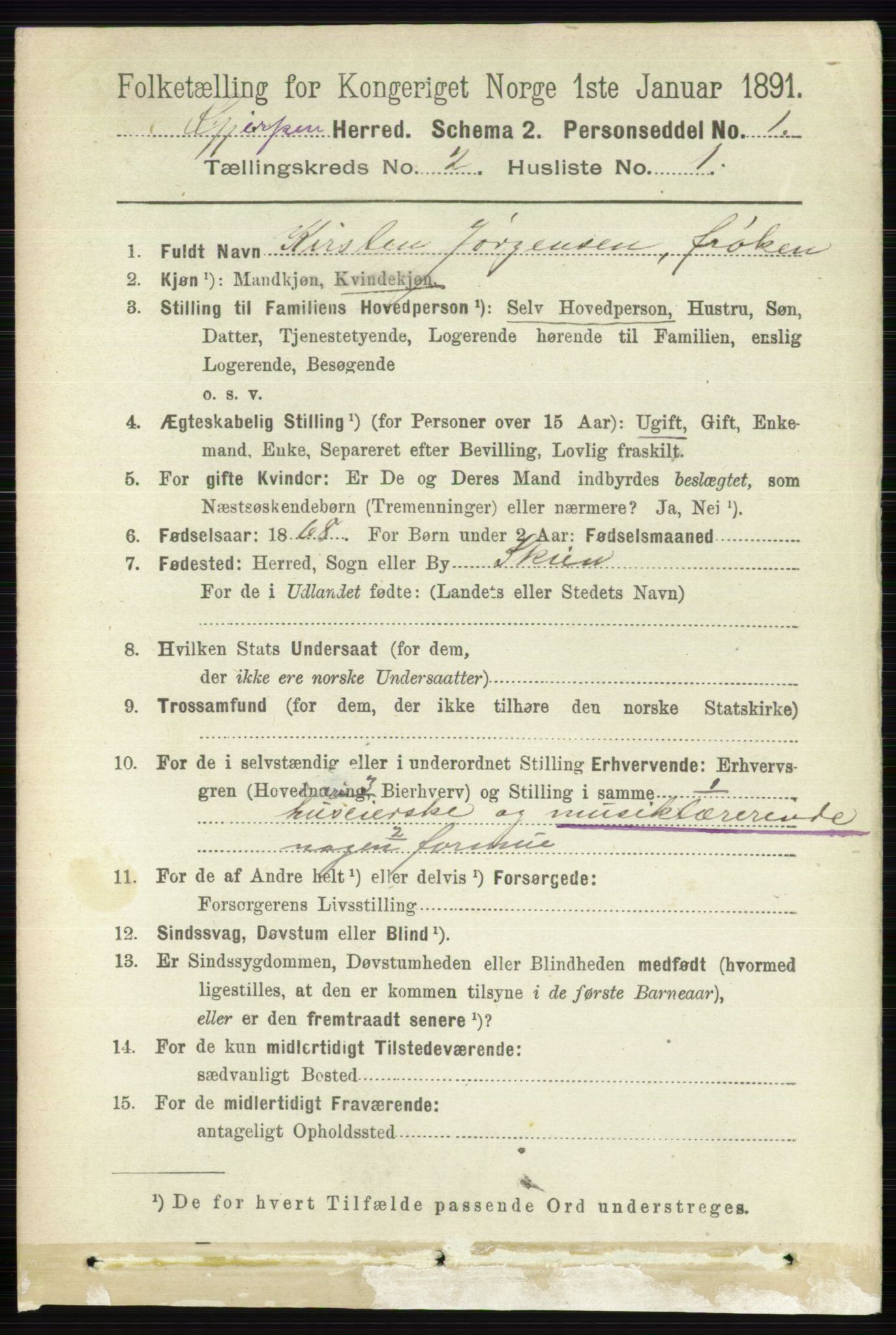 RA, 1891 census for 0812 Gjerpen, 1891, p. 737