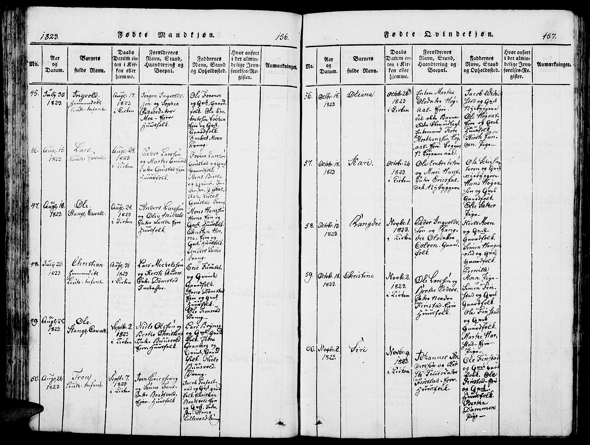 Romedal prestekontor, AV/SAH-PREST-004/K/L0002: Parish register (official) no. 2, 1814-1828, p. 156-157