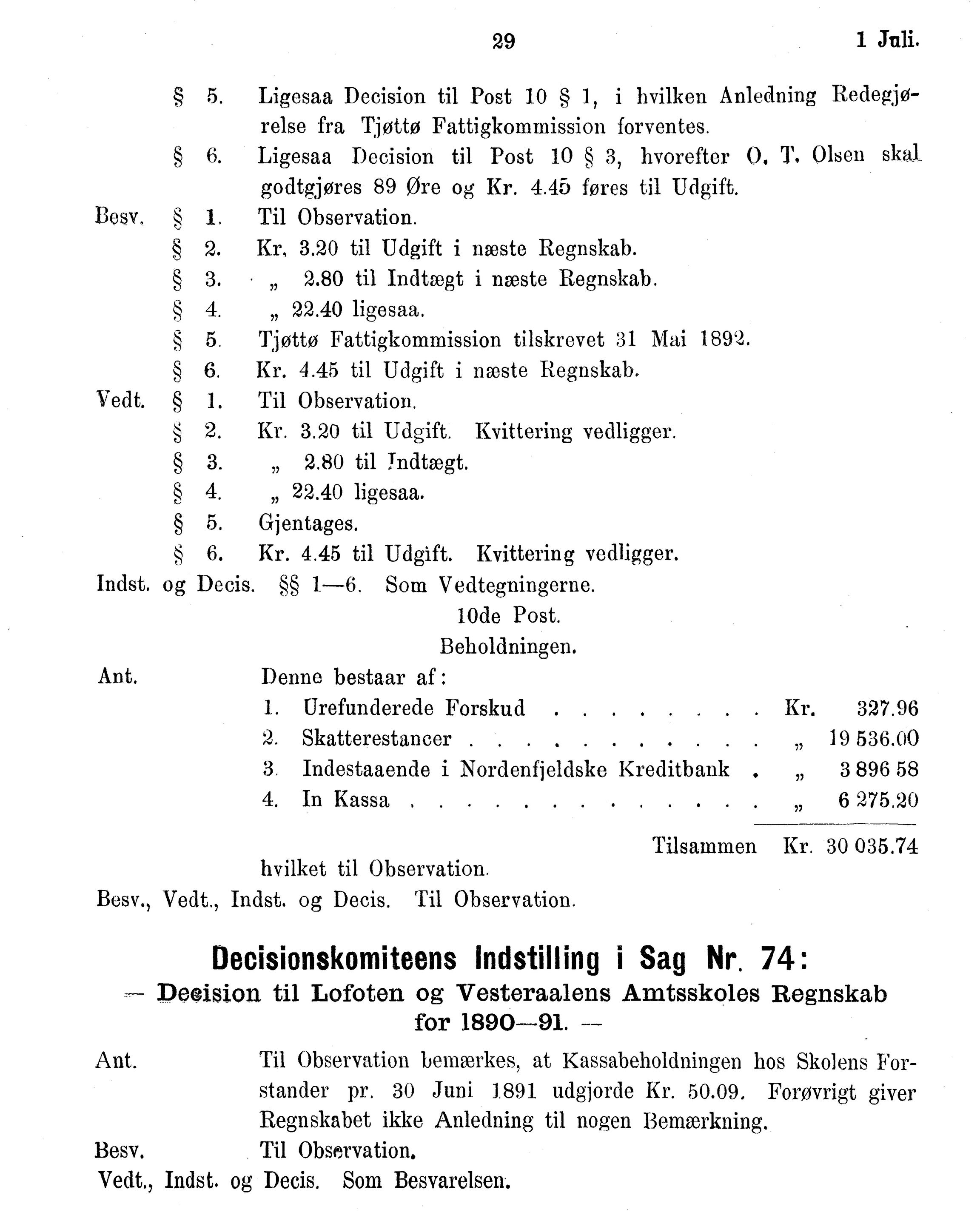 Nordland Fylkeskommune. Fylkestinget, AIN/NFK-17/176/A/Ac/L0016: Fylkestingsforhandlinger 1891-1893, 1891-1893