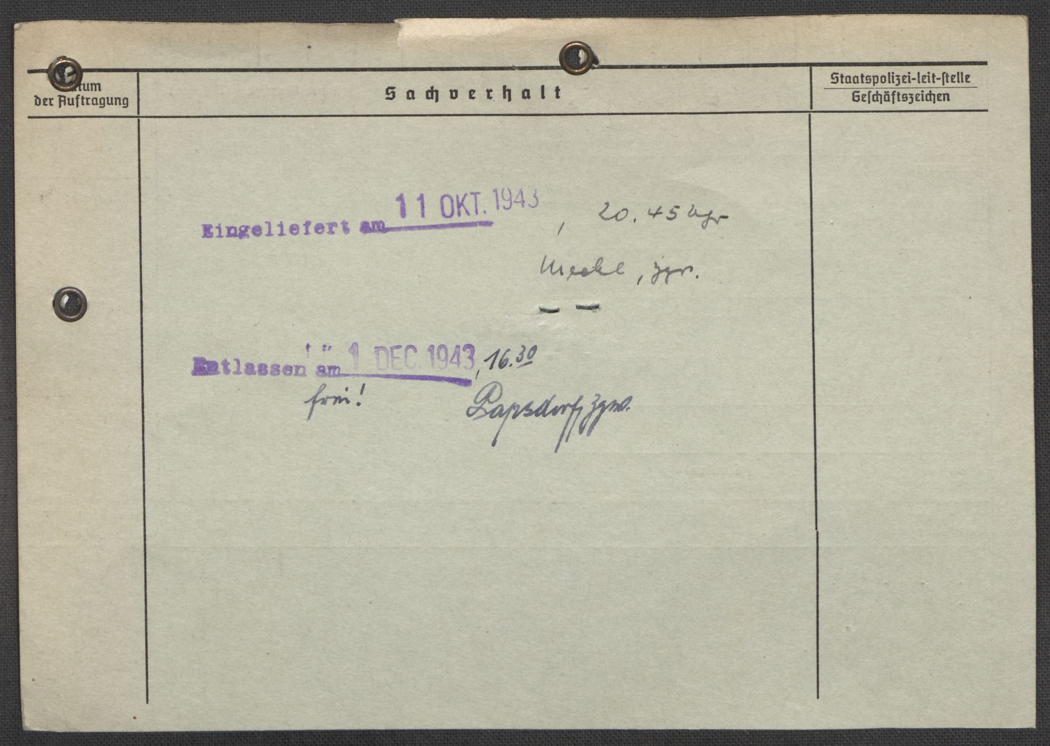 Befehlshaber der Sicherheitspolizei und des SD, AV/RA-RAFA-5969/E/Ea/Eaa/L0008: Register over norske fanger i Møllergata 19: Oelze-Ru, 1940-1945, p. 483