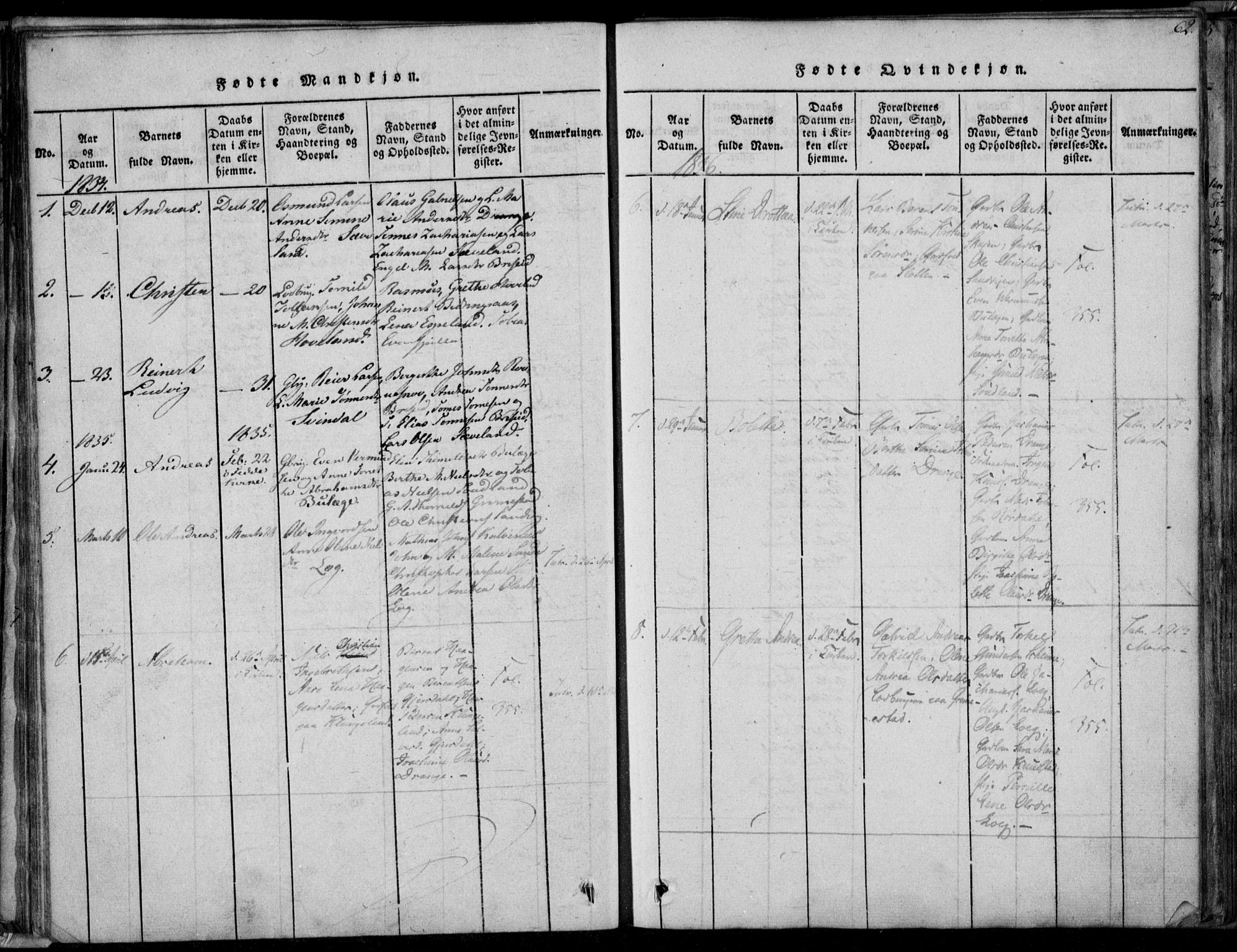 Herad sokneprestkontor, AV/SAK-1111-0018/F/Fa/Faa/L0003: Parish register (official) no. A 3, 1816-1844, p. 62