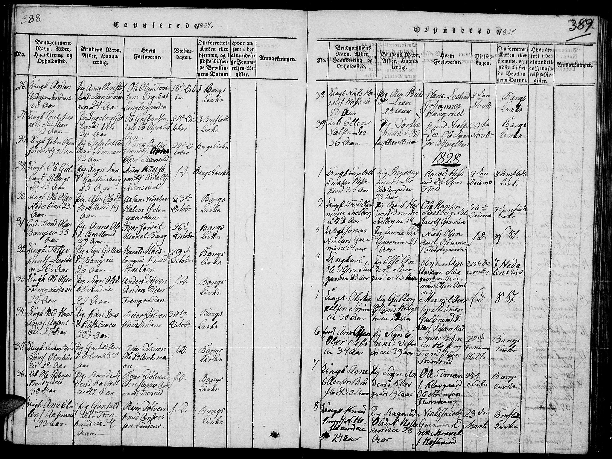 Sør-Aurdal prestekontor, SAH/PREST-128/H/Ha/Hab/L0002: Parish register (copy) no. 2, 1826-1840, p. 388-389