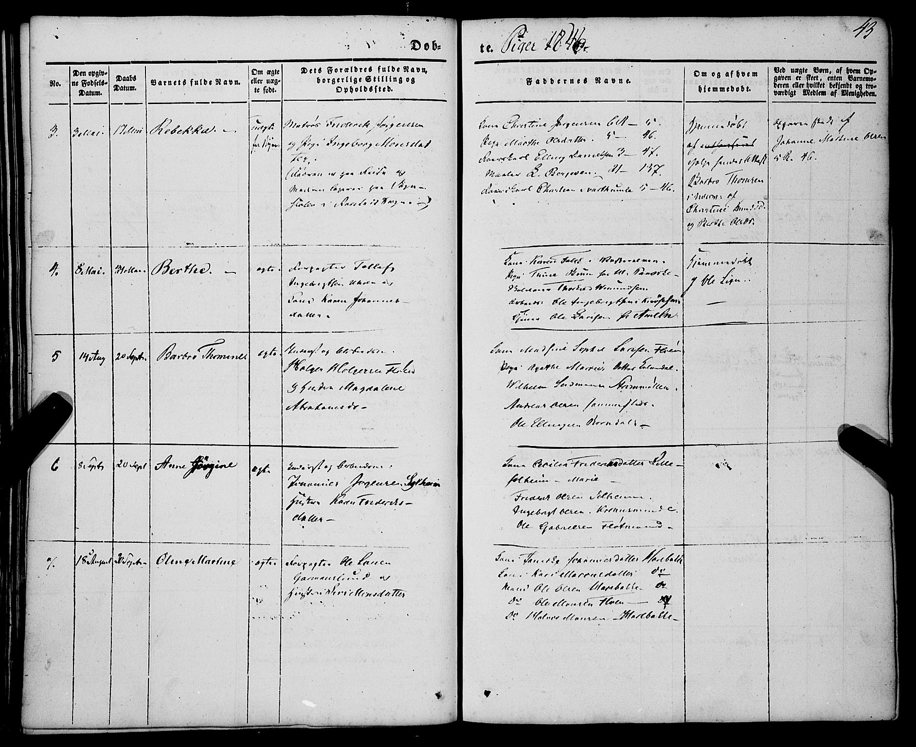 St. Jørgens hospital og Årstad sokneprestembete, AV/SAB-A-99934: Parish register (official) no. A 4, 1844-1863, p. 43