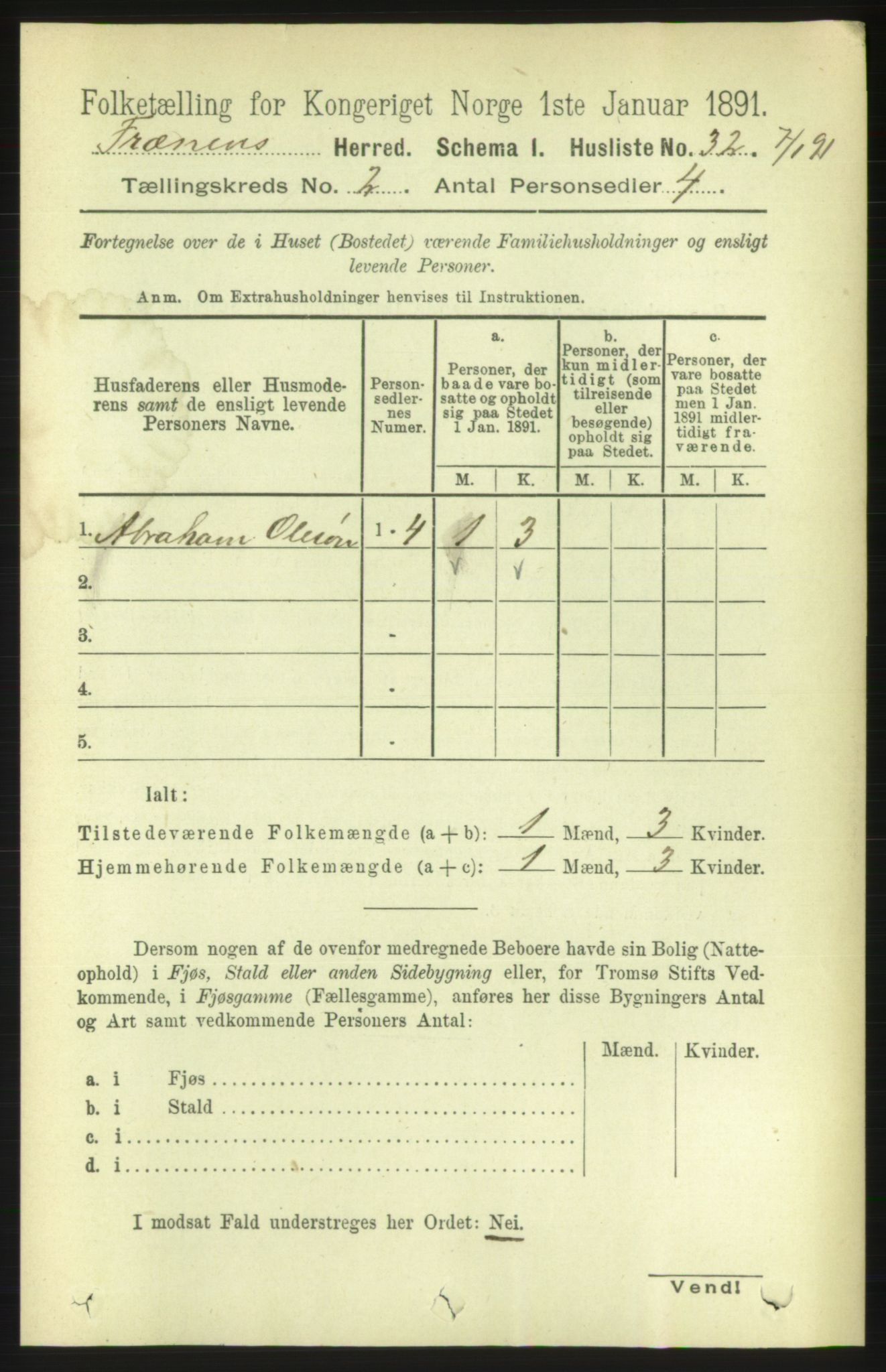 RA, 1891 census for 1548 Fræna, 1891, p. 483