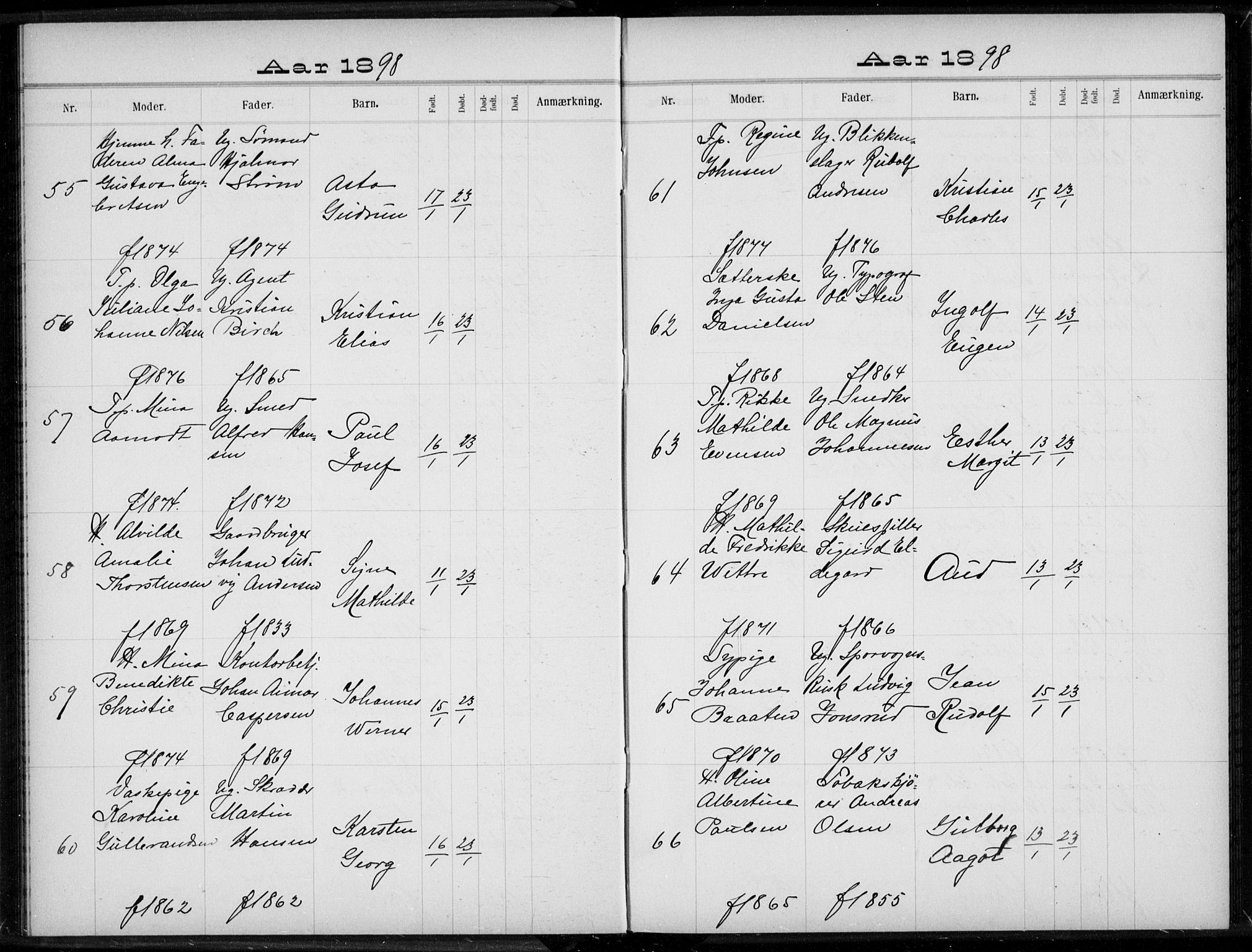 Rikshospitalet prestekontor Kirkebøker, AV/SAO-A-10309b/K/L0004/0003: Baptism register no. 4.3, 1897-1899