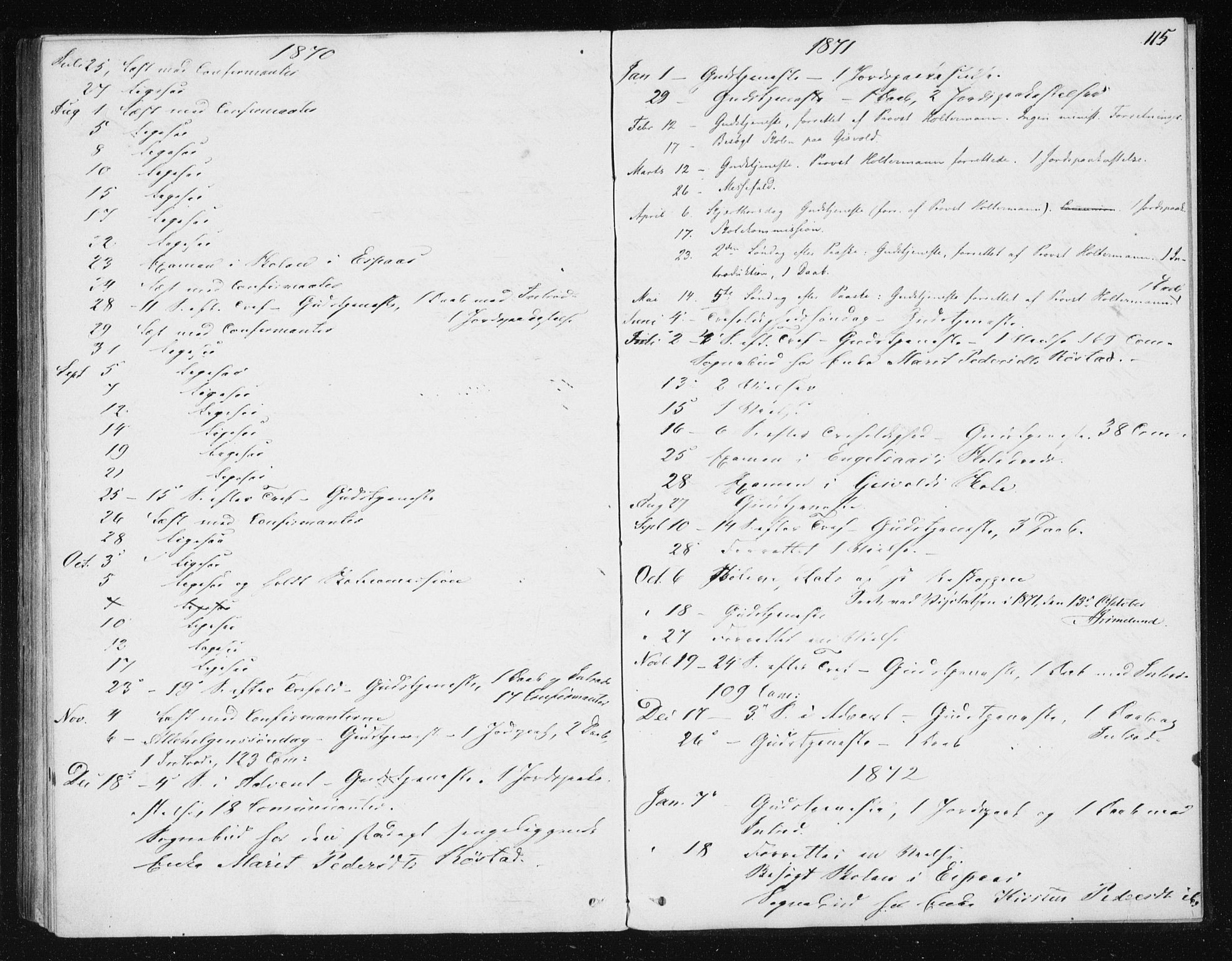 Ministerialprotokoller, klokkerbøker og fødselsregistre - Sør-Trøndelag, SAT/A-1456/608/L0333: Parish register (official) no. 608A02, 1862-1876, p. 115