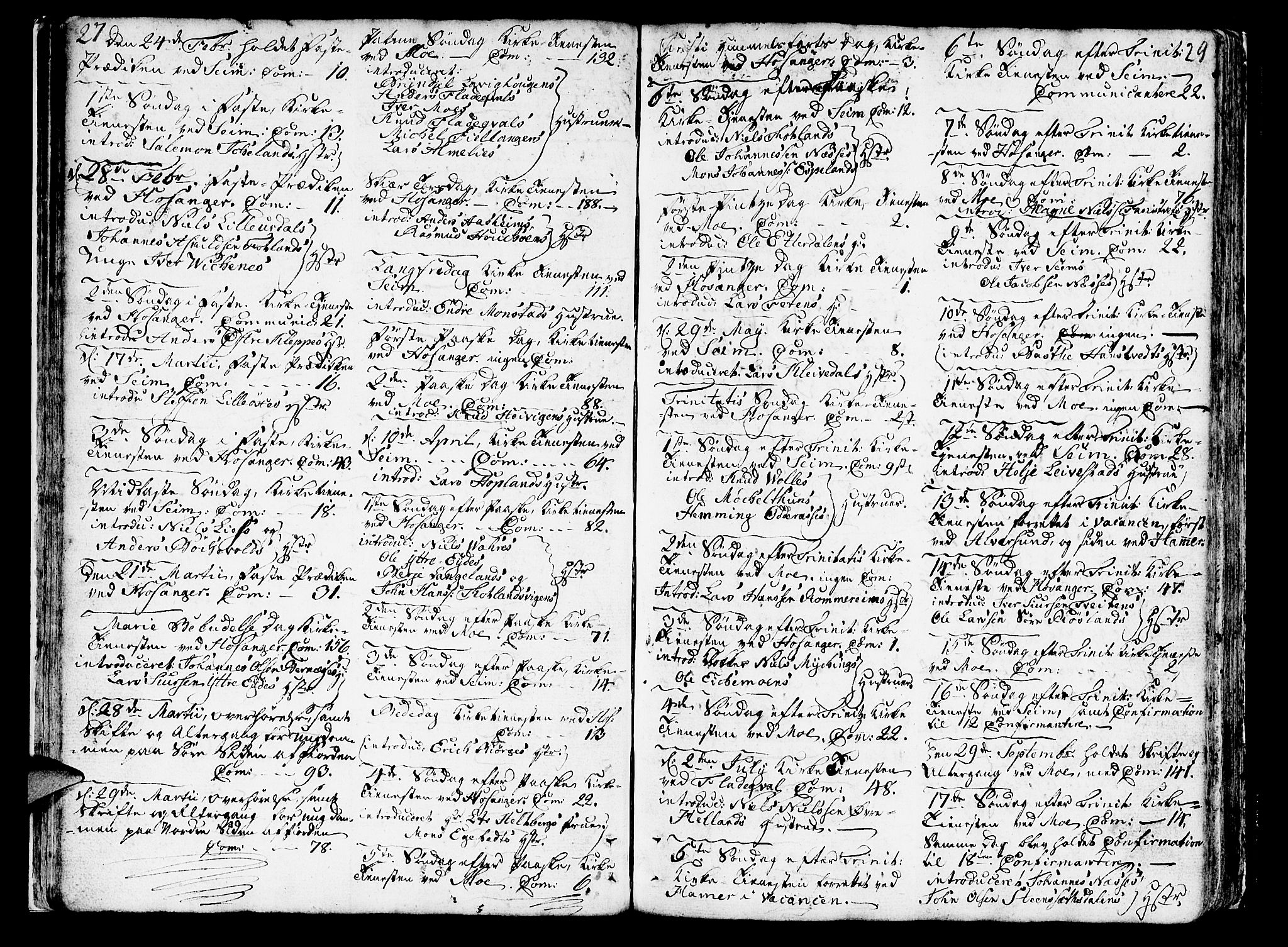 Hosanger sokneprestembete, AV/SAB-A-75801/H/Haa: Parish register (official) no. A 2 /1, 1766-1793, p. 29