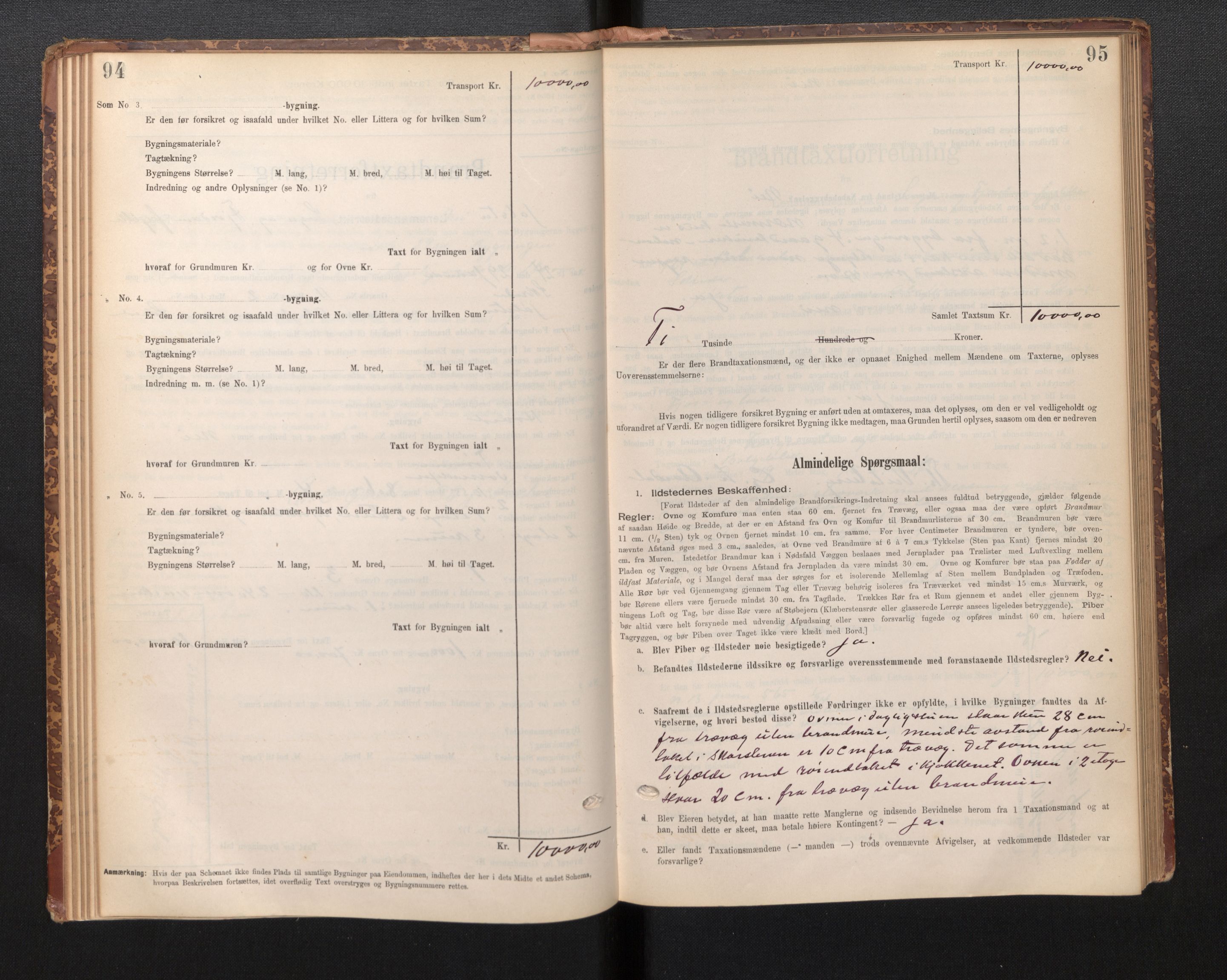Lensmannen i Jølster, AV/SAB-A-28701/0012/L0004: Branntakstprotokoll, skjematakst, 1895-1923, p. 94-95