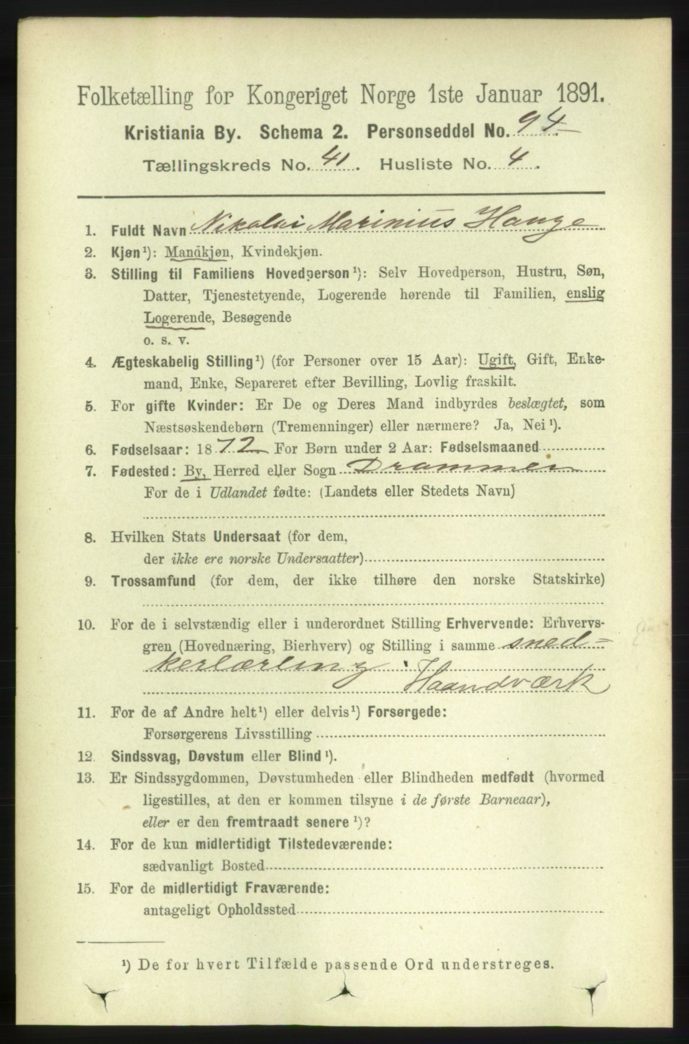 RA, 1891 census for 0301 Kristiania, 1891, p. 23918