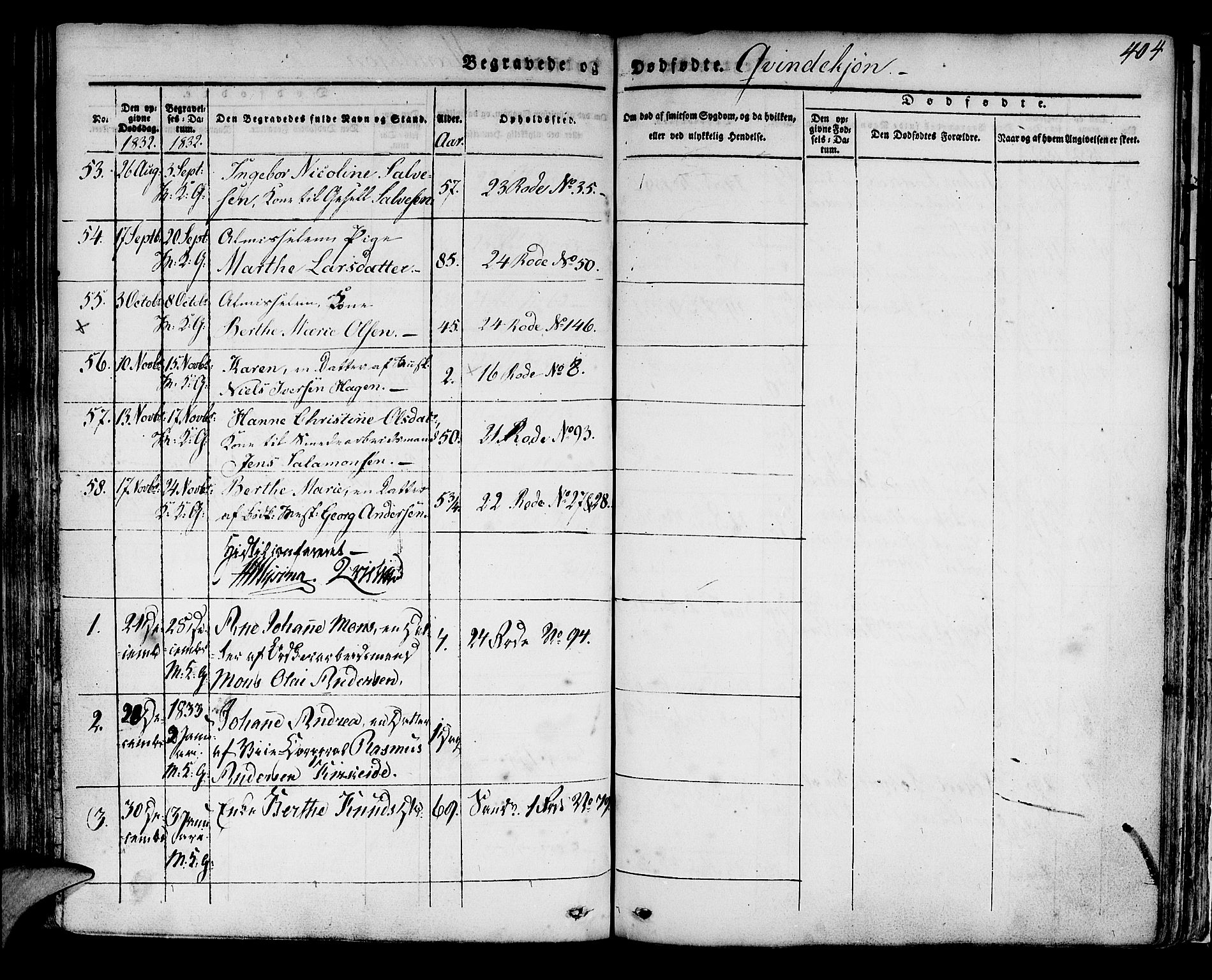 Korskirken sokneprestembete, AV/SAB-A-76101/H/Hab: Parish register (copy) no. A 5II, 1831-1844, p. 404