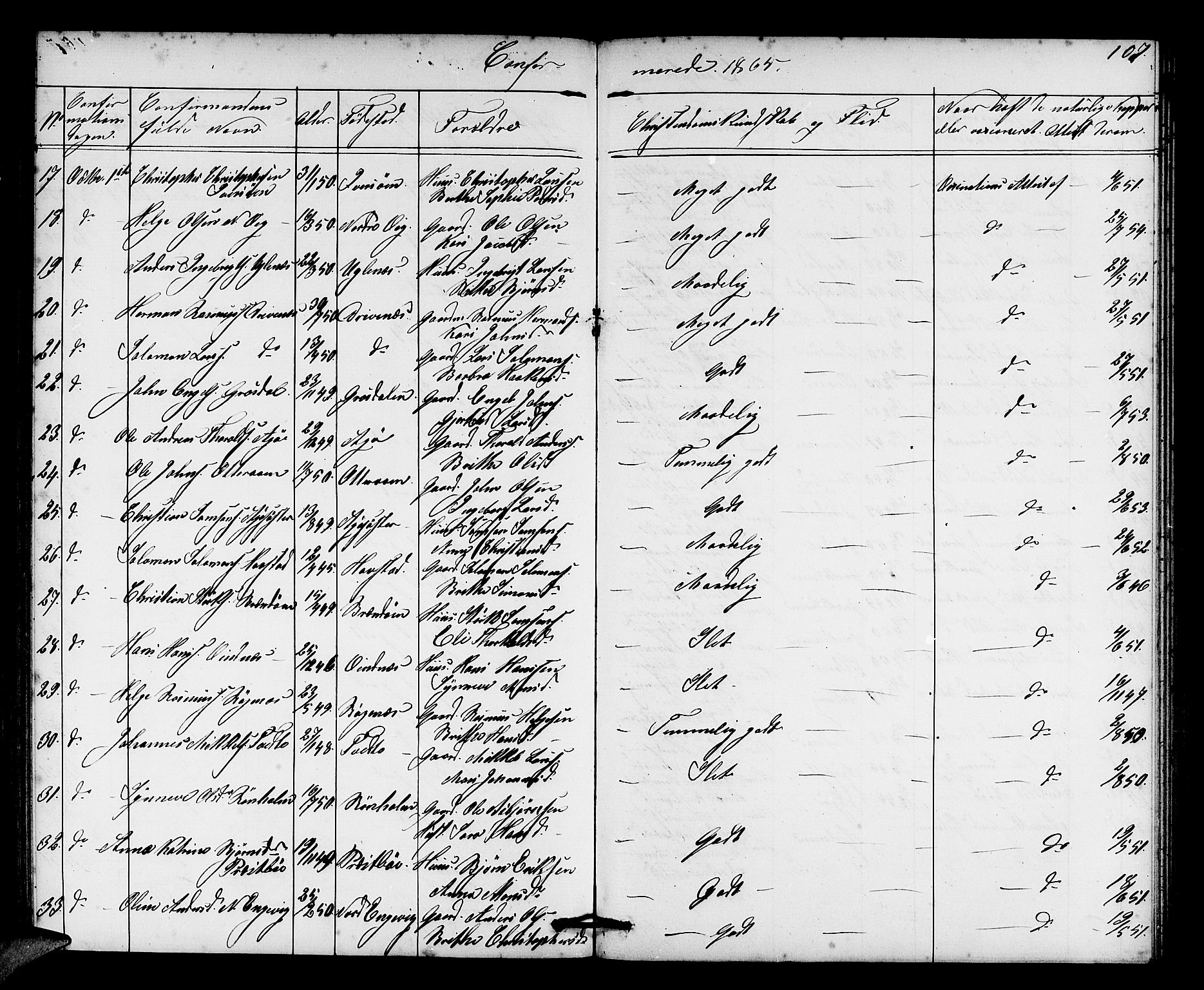 Fitjar sokneprestembete, AV/SAB-A-99926: Parish register (copy) no. A 1, 1864-1886, p. 107