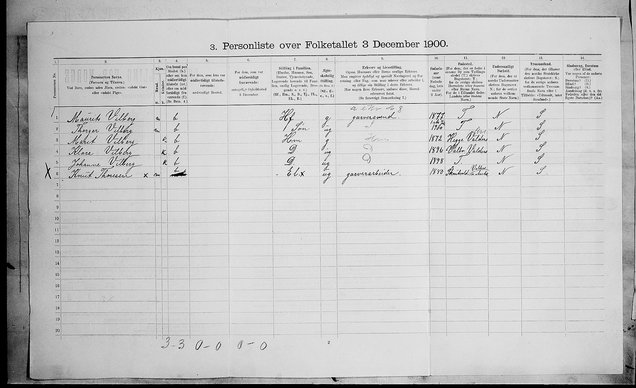 SAH, 1900 census for Gjøvik, 1900, p. 1203