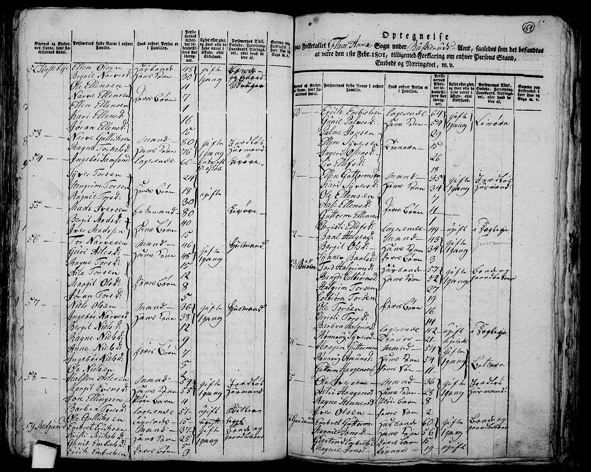 RA, 1801 census for 0616P Nes, 1801, p. 150b-151a