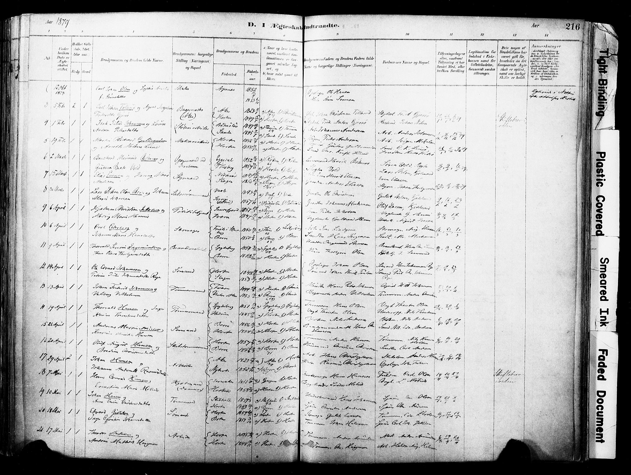 Horten kirkebøker, SAKO/A-348/F/Fa/L0003: Parish register (official) no. 3, 1878-1887, p. 216