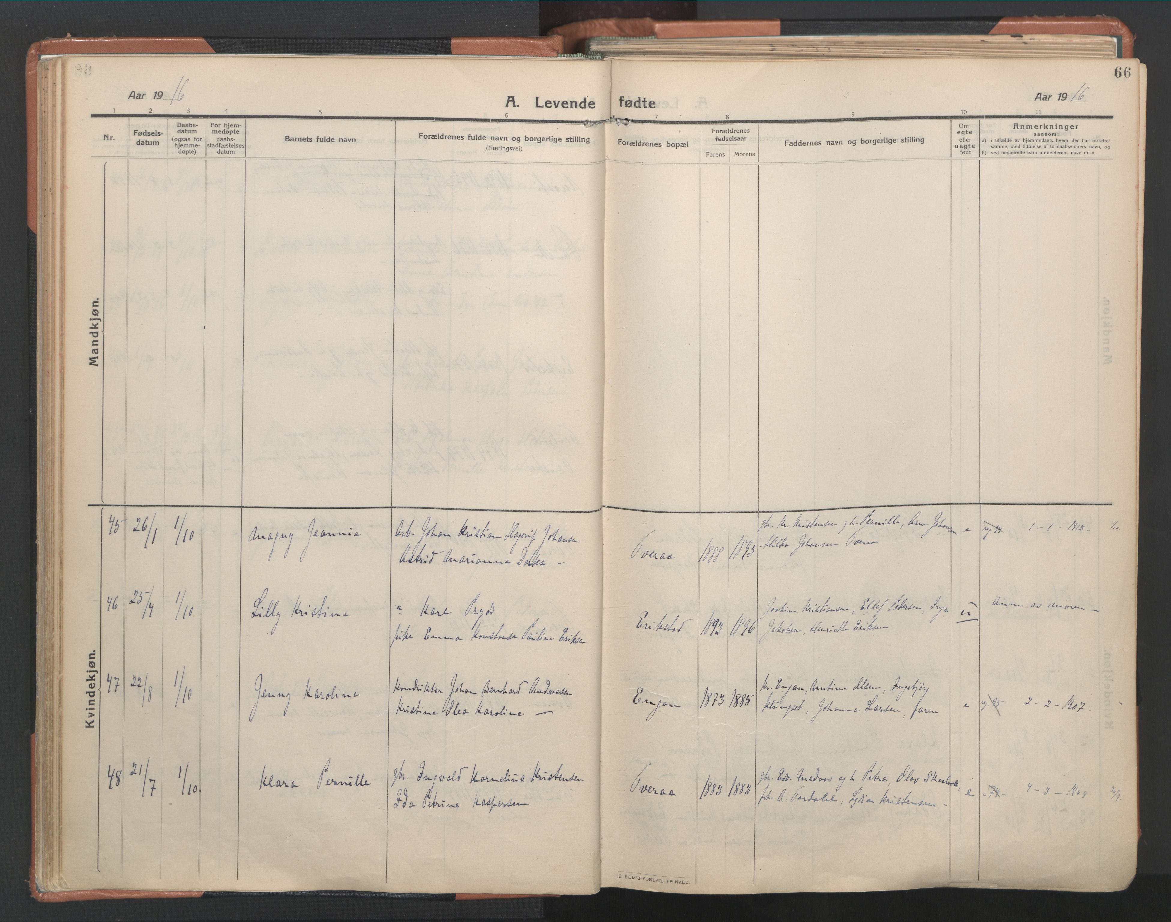Ministerialprotokoller, klokkerbøker og fødselsregistre - Nordland, SAT/A-1459/849/L0698: Parish register (official) no. 849A09, 1911-1924, p. 66