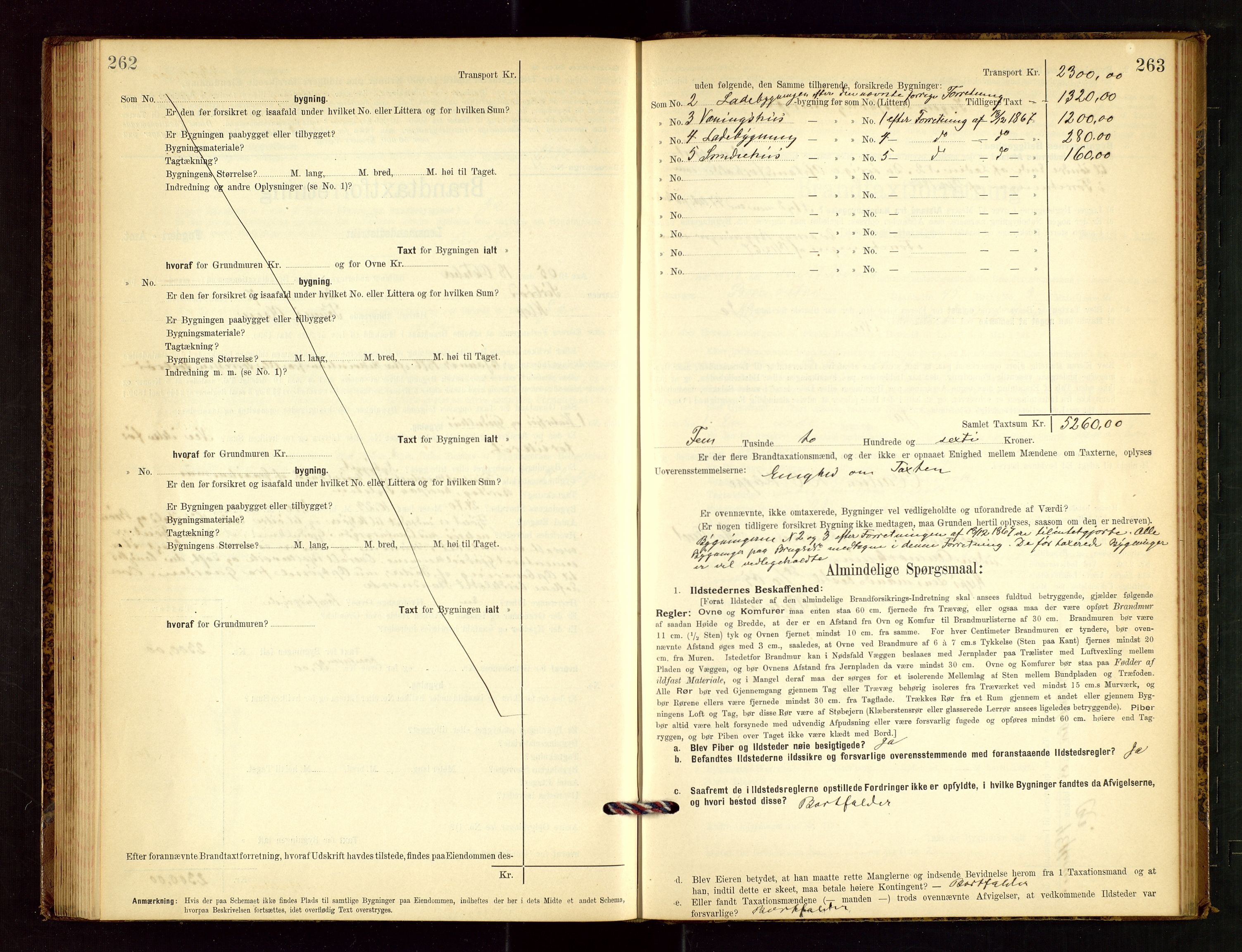 Klepp lensmannskontor, AV/SAST-A-100163/Goc/L0003: "Brandtaxationsprotokol" m/register, 1902-1907, p. 262-263