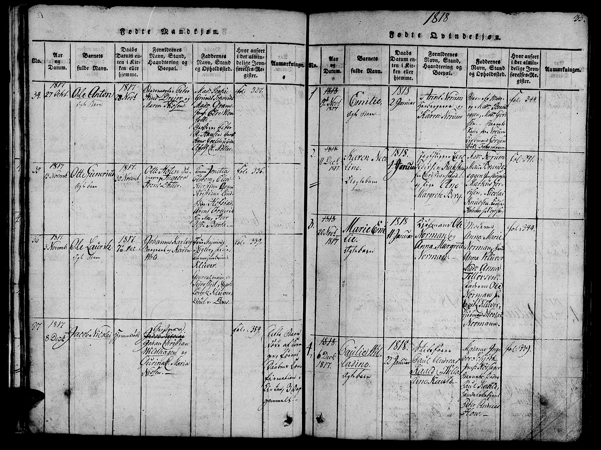 Ministerialprotokoller, klokkerbøker og fødselsregistre - Sør-Trøndelag, AV/SAT-A-1456/602/L0135: Parish register (copy) no. 602C03, 1815-1832, p. 35