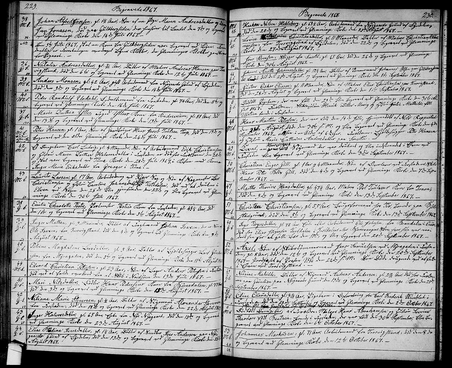 Glemmen prestekontor Kirkebøker, AV/SAO-A-10908/G/Ga/L0004: Parish register (copy) no. 4, 1867-1875, p. 229-230