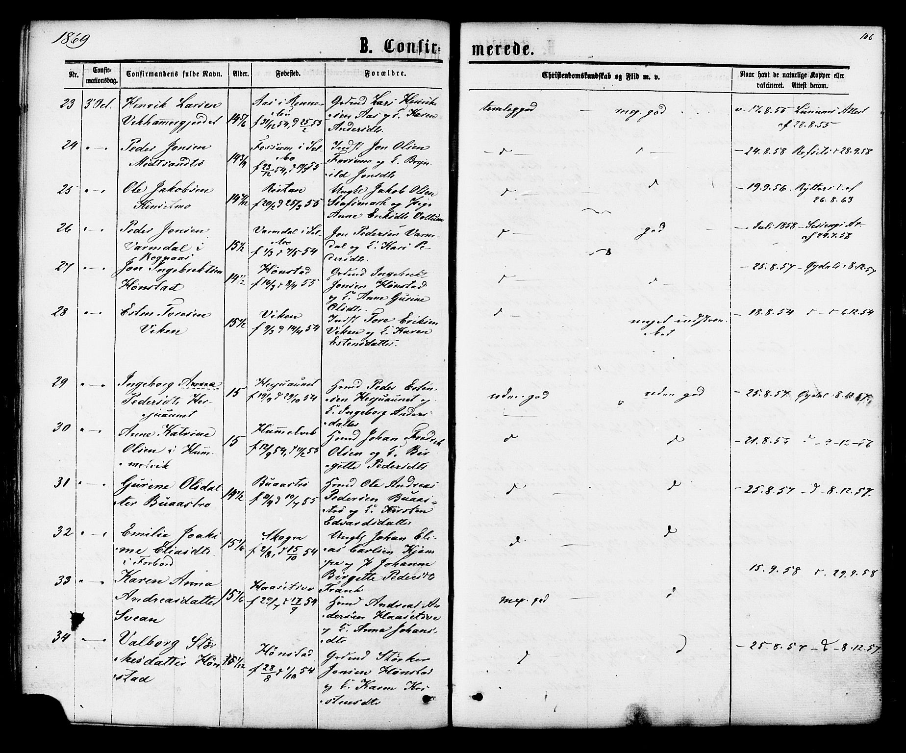 Ministerialprotokoller, klokkerbøker og fødselsregistre - Sør-Trøndelag, AV/SAT-A-1456/616/L0409: Parish register (official) no. 616A06, 1865-1877, p. 106