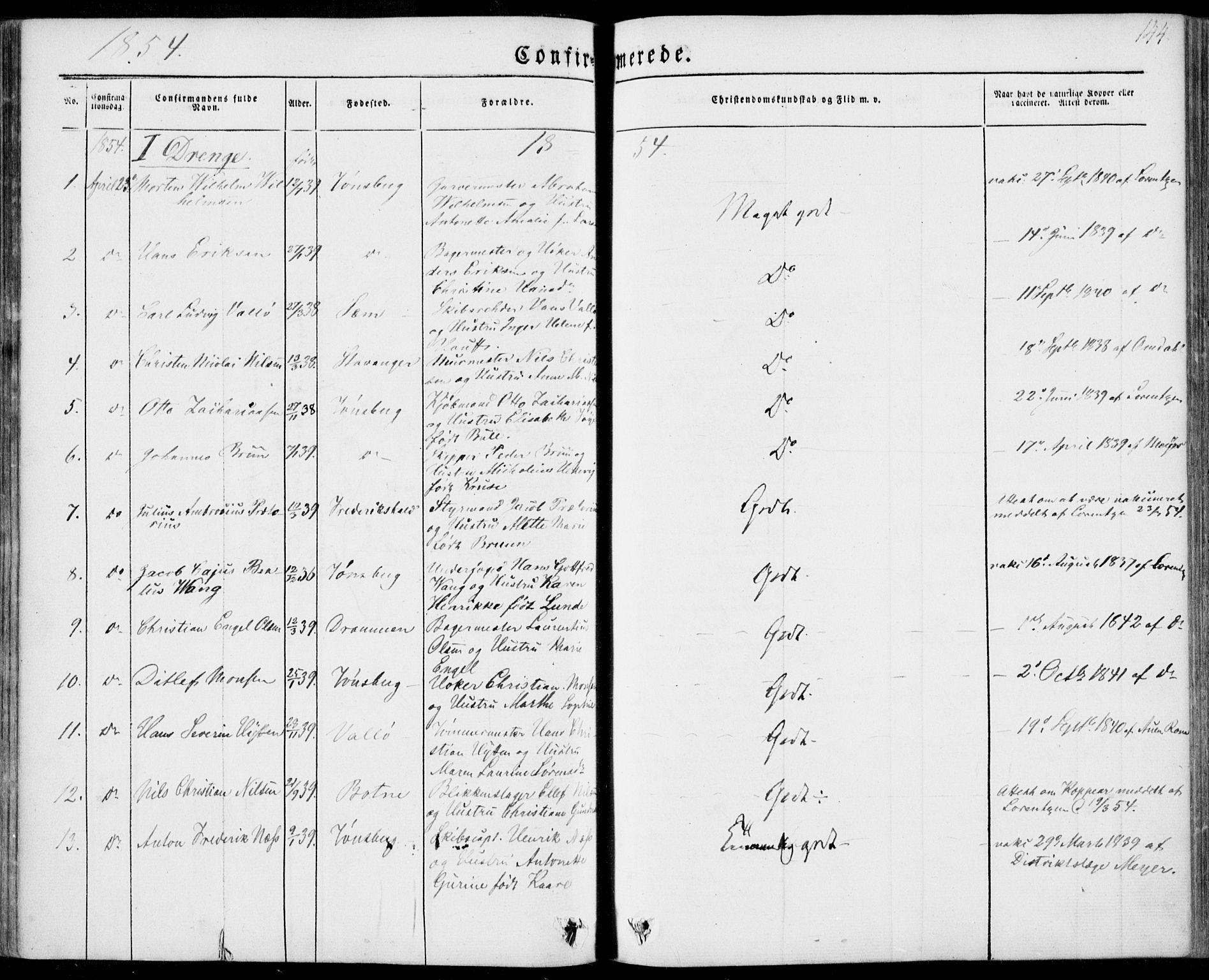 Tønsberg kirkebøker, SAKO/A-330/F/Fa/L0007: Parish register (official) no. I 7, 1845-1854, p. 144