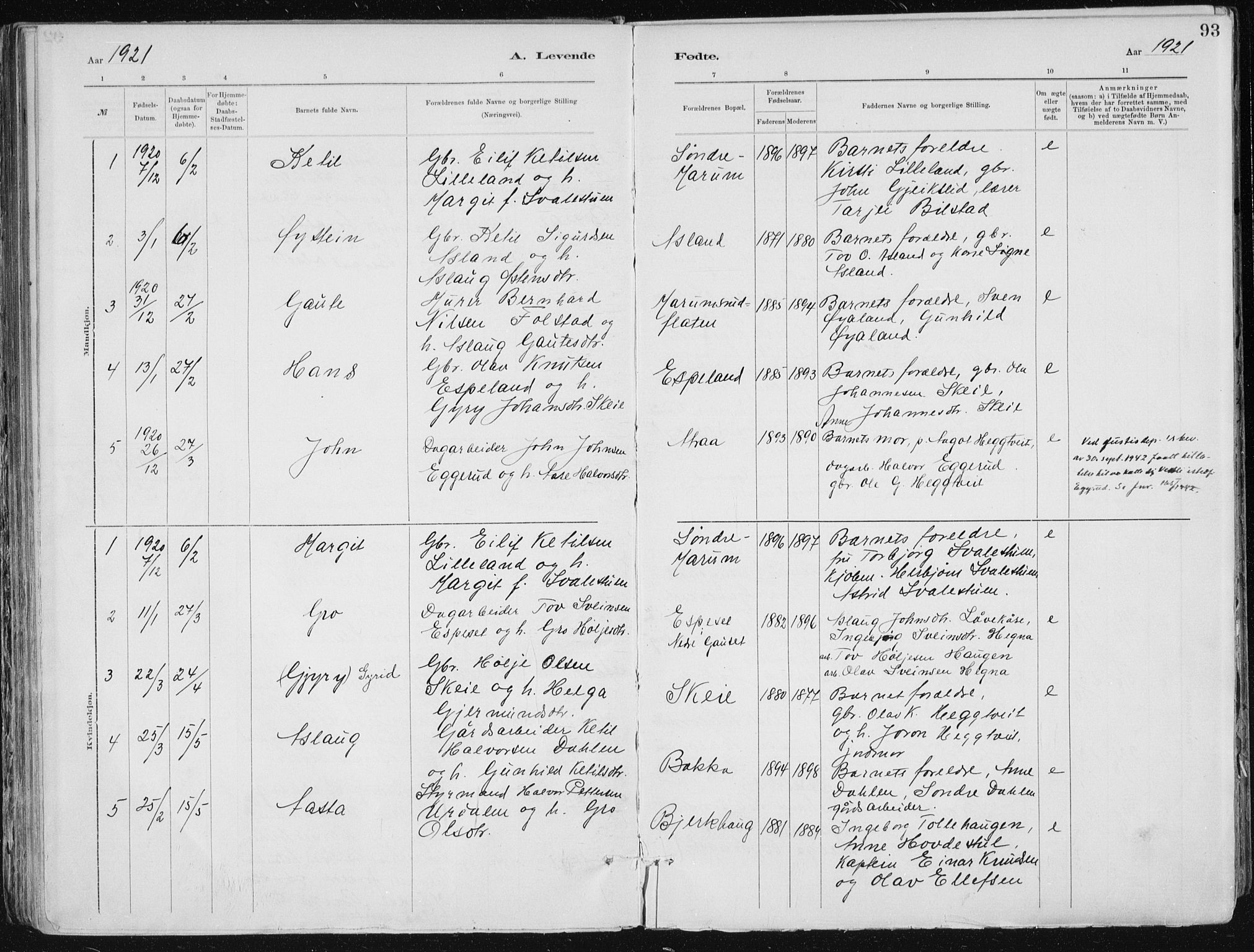 Tinn kirkebøker, SAKO/A-308/F/Fa/L0007: Parish register (official) no. I 7, 1878-1922, p. 93